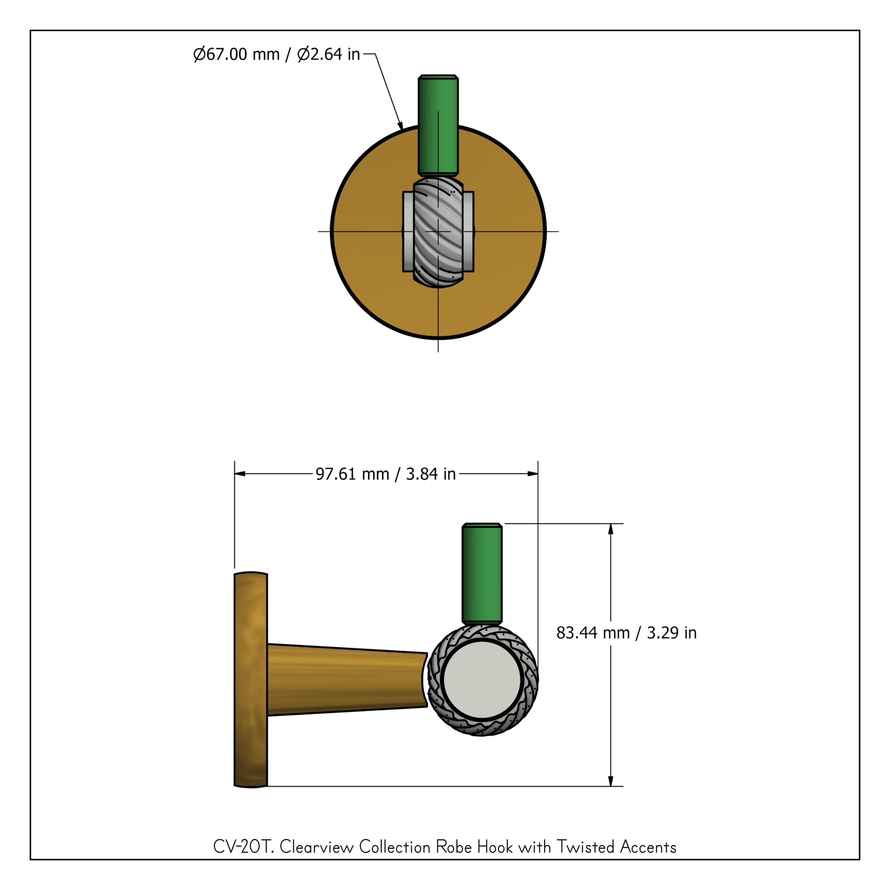 Colgador de Toalla de Pared de Satin Nickel con Gancho Único Clearview de Allied Brass