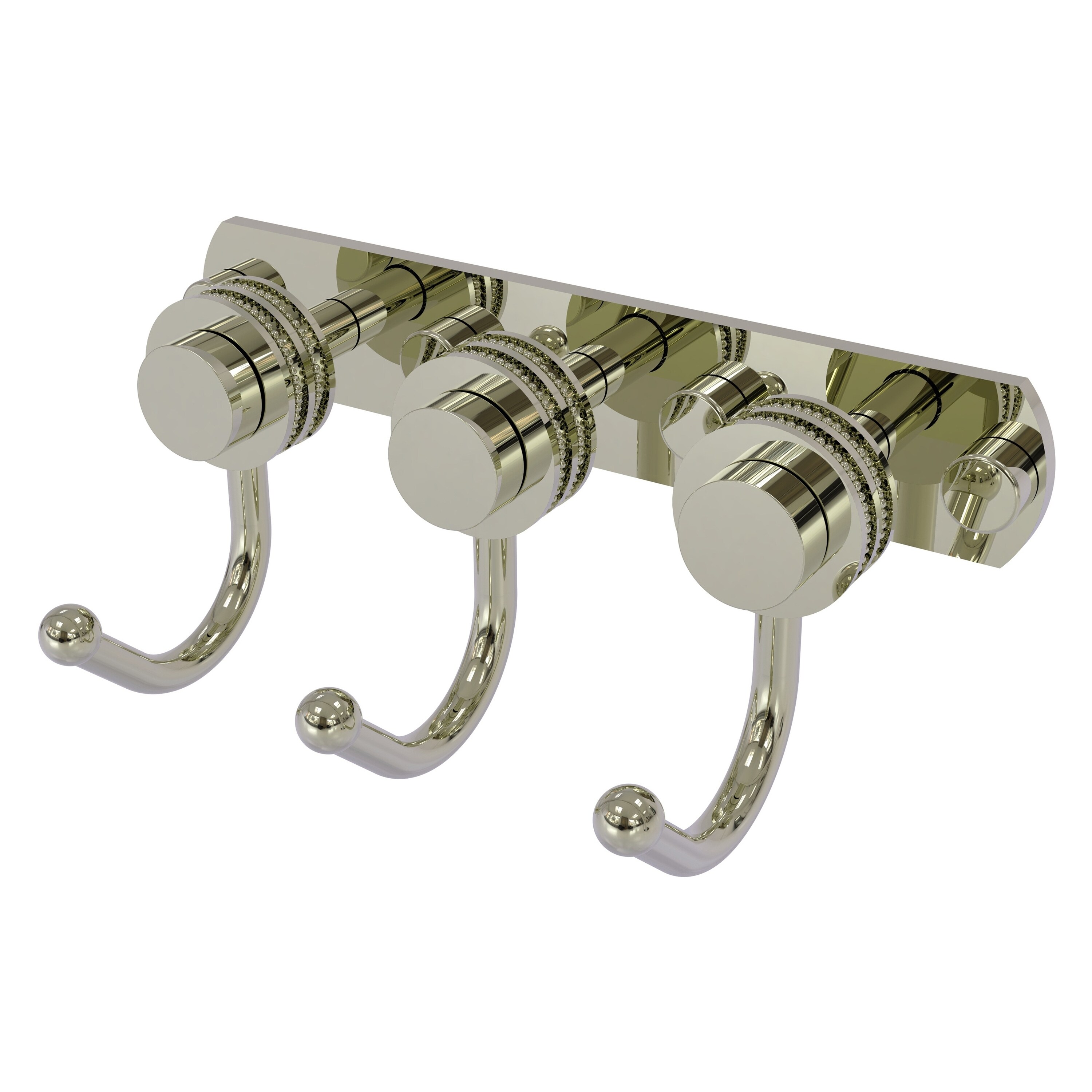 Gancho triple para toallas montado en la pared en níquel pulido del producto Allied Brass Mercury 920D-3-PNI.