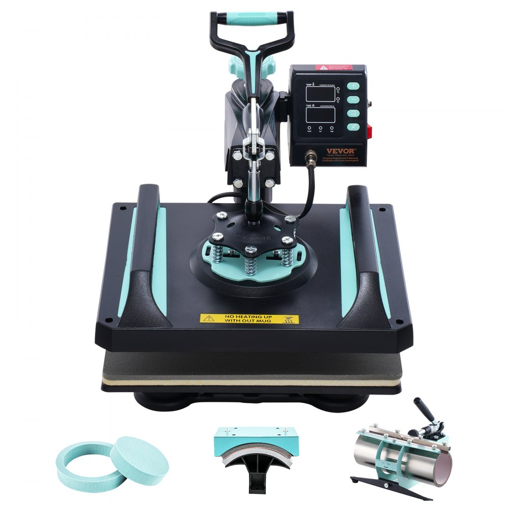 VEVOR 5 in 1 Heat Press Machine 12x15 in 30oz Tumbler Press T-Shirts Black+Green - YTS30OZ121551PC9GV1