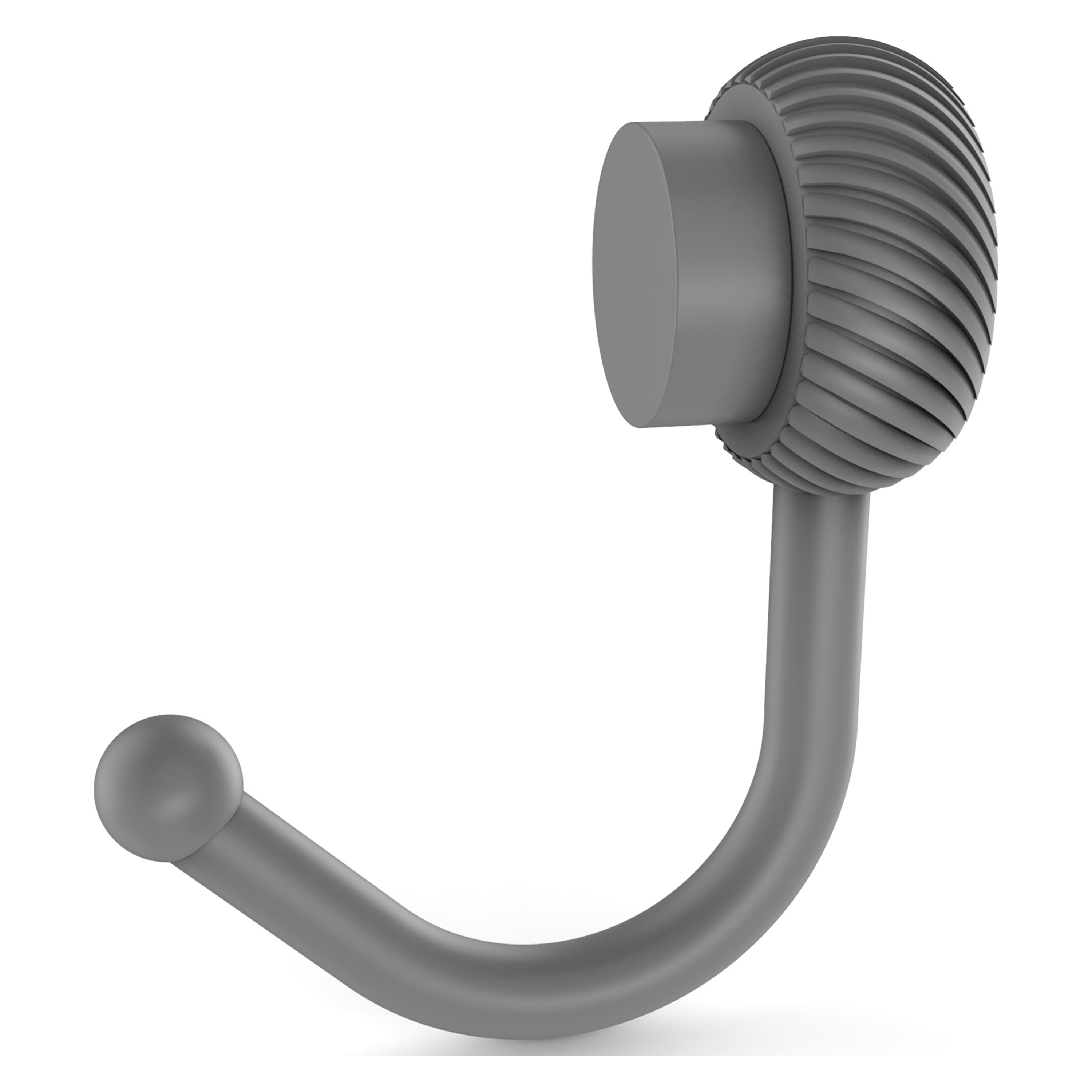 Colgador de toallas de pared de un gancho en acabado gris mate Venus de Brass Allied