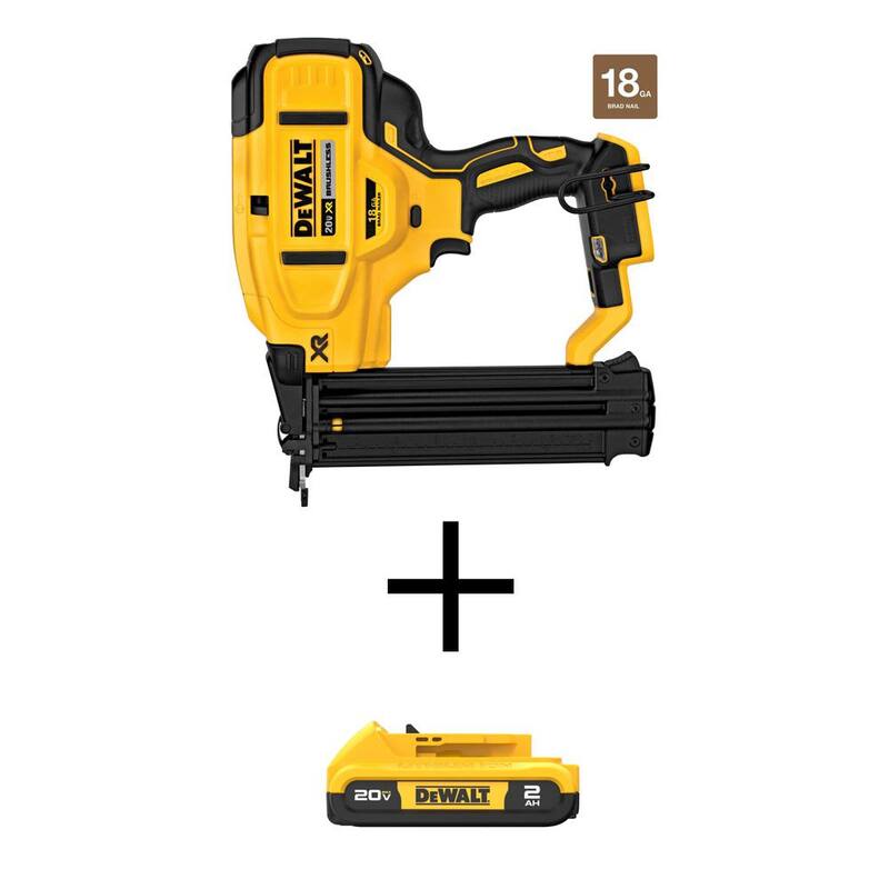 Grapadora de clavos inalámbrica DEWALT 20V MAX XR con batería de iones de litio compacta de 20V MAX 2.0Ah - DCN680BW203