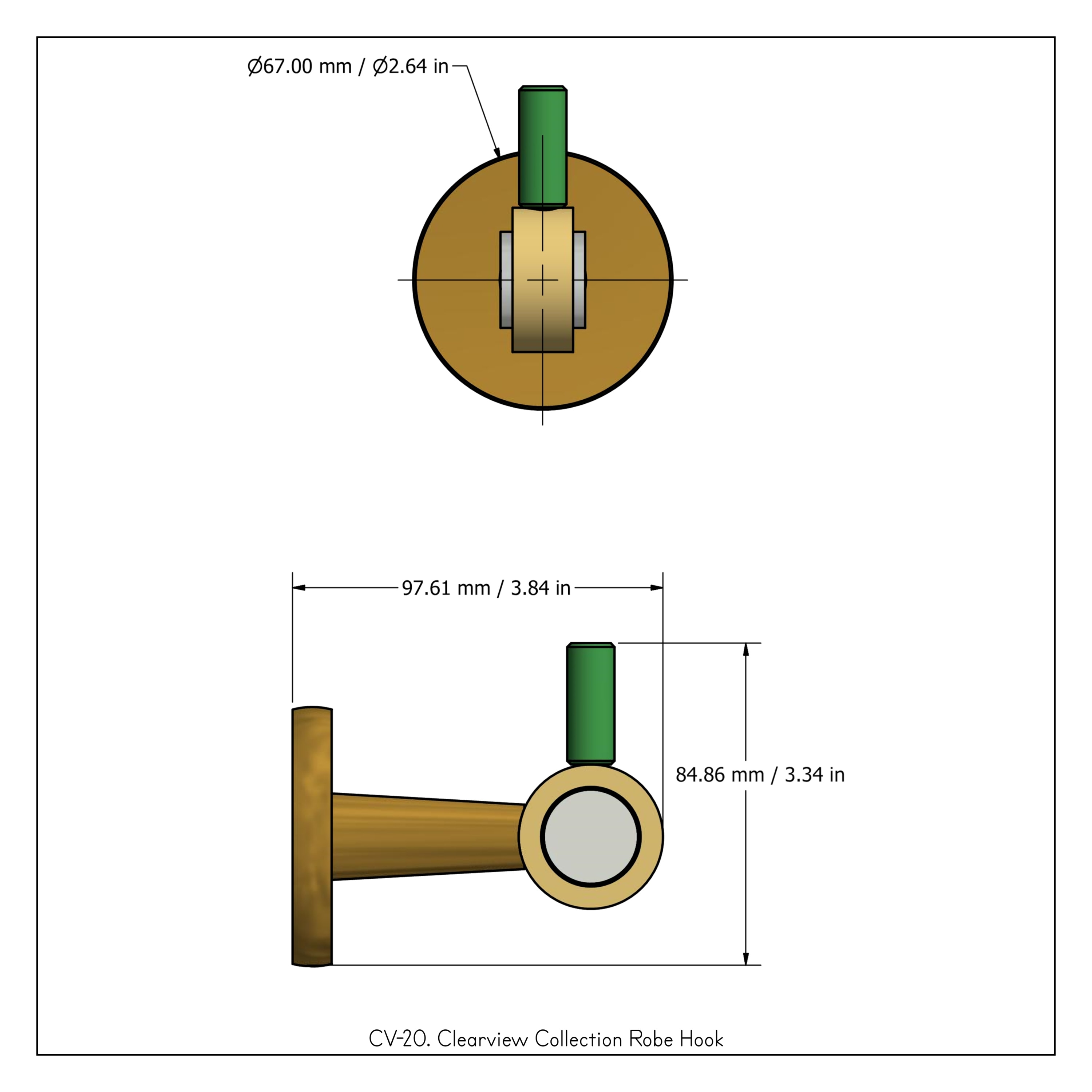 Colgador de Toallas de Pared de Latón Pulido Clearview de Allied Brass de un Solo Gancho