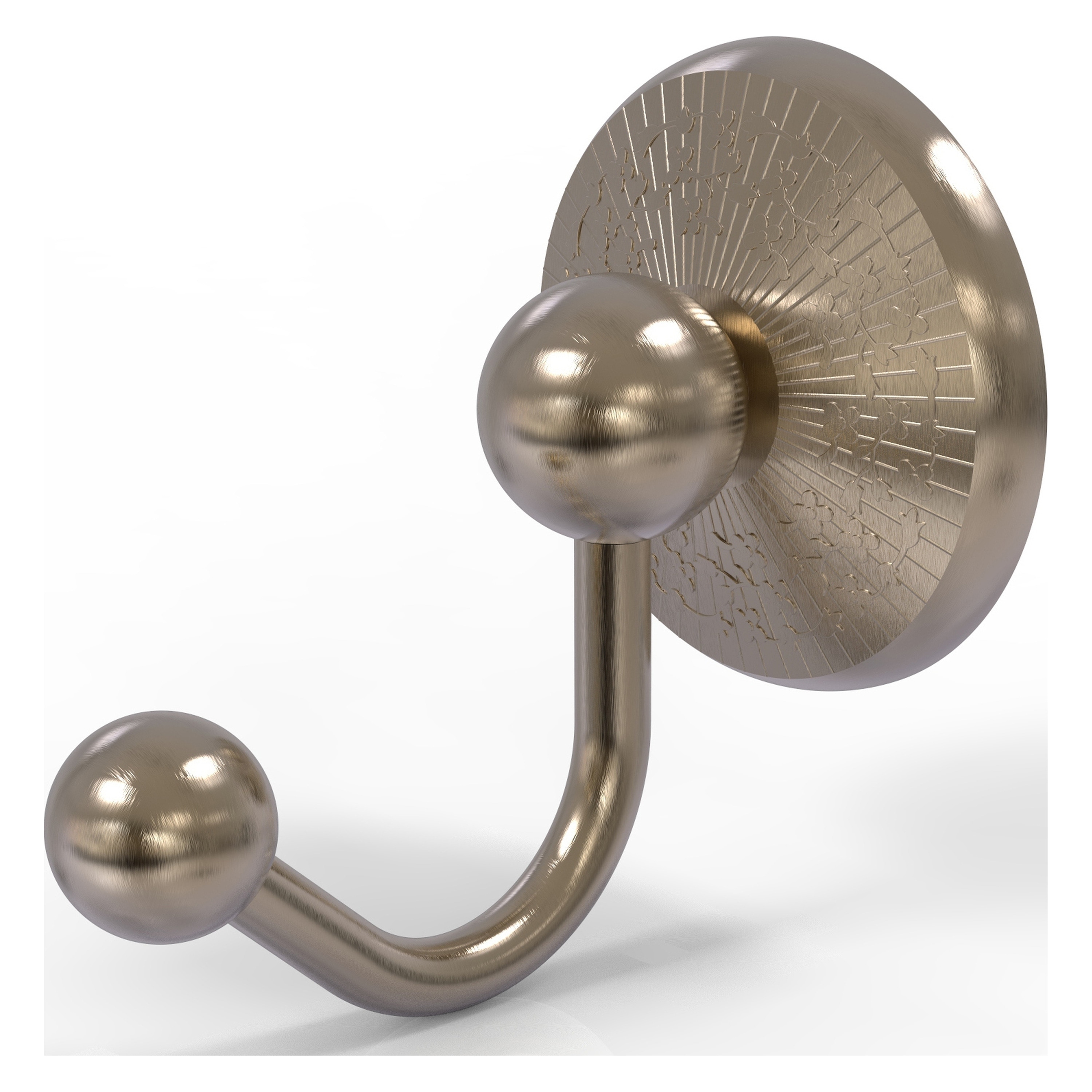 Colgador de toalla de pared de montaje individual en color pewter antiguo Prestige Monte Carlo de Allied Brass - Gancho sencillo.