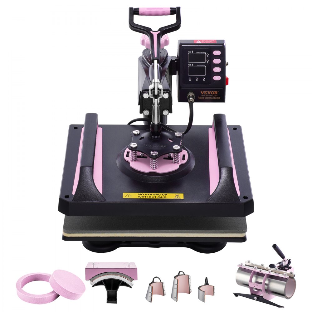 VEVOR 8 in 1 Heat Press Machine 12x15 in 30oz Tumbler Press T-Shirts Black+Pink - YTS30OZ121581DSGRV1