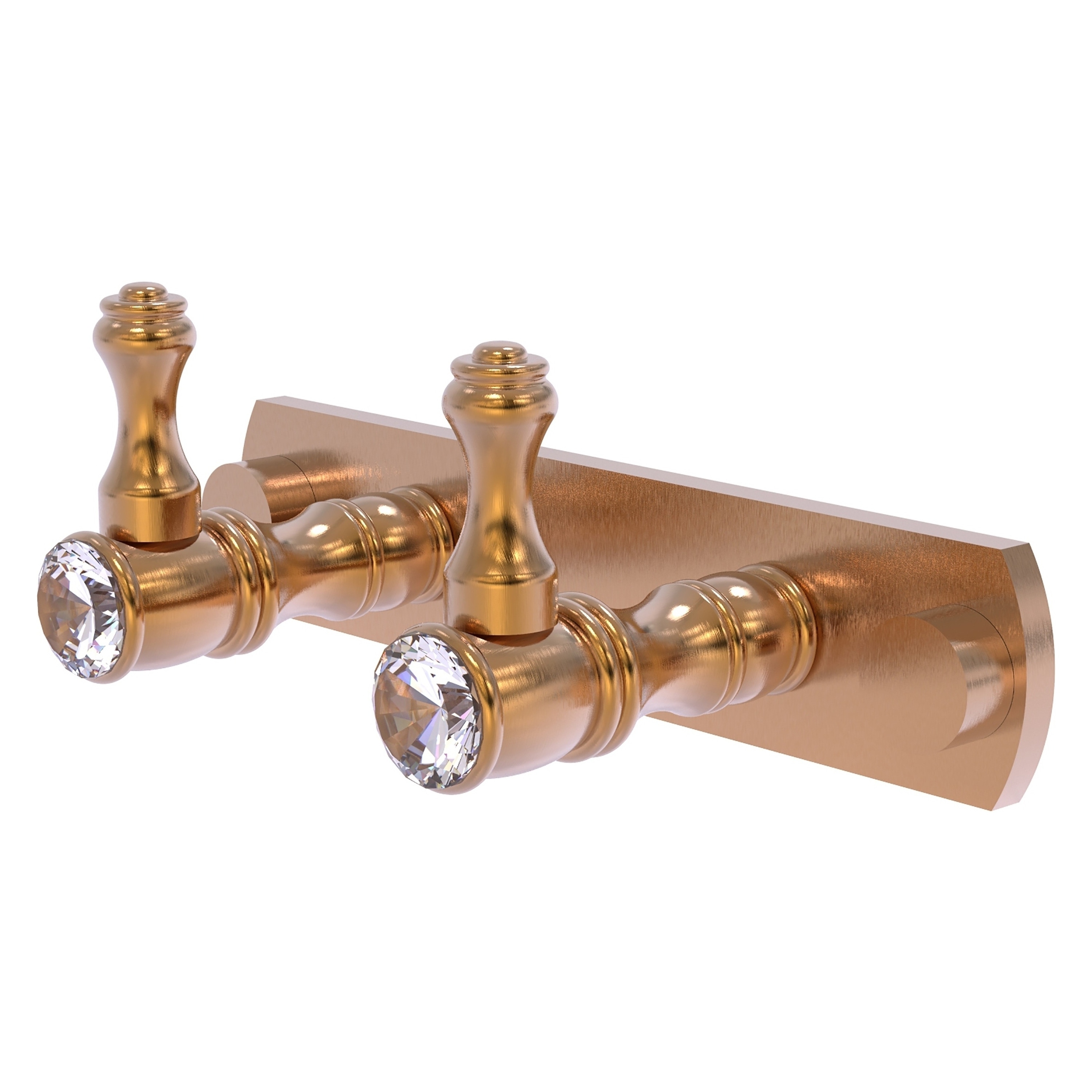 Colgador doble de toalla de montaje en pared de bronce cepillado con cristales Carolina Crystal Allied Brass CC-20-2-BBR