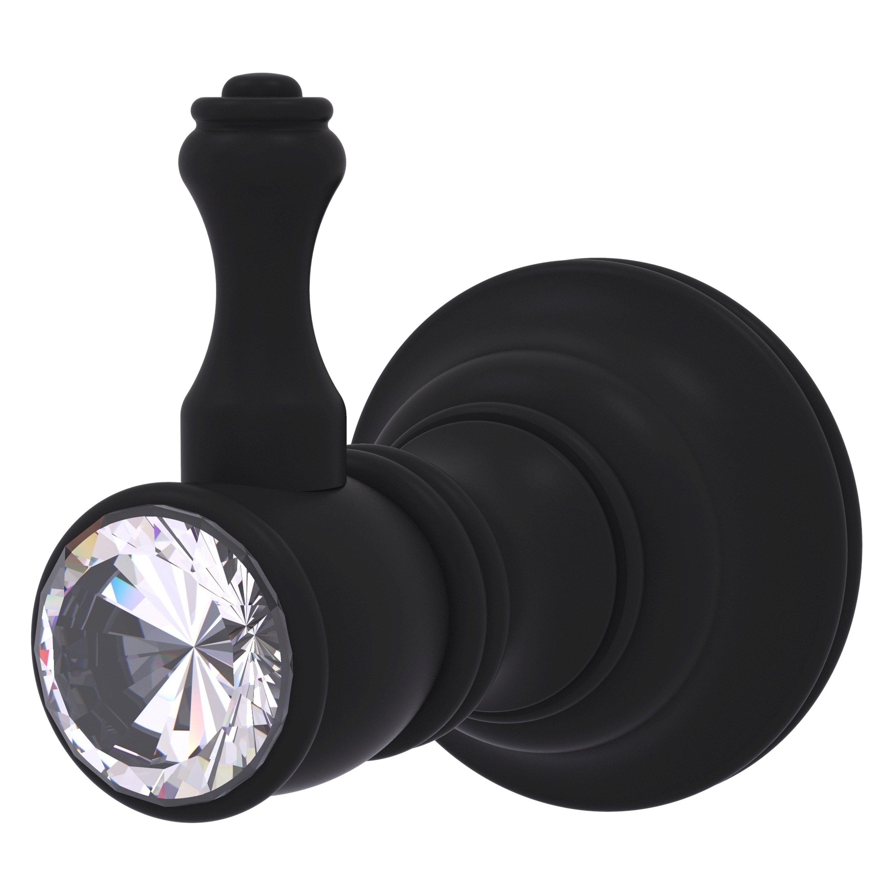Percha para toallas de pared individual con acabado mate negro y cristales - Allied Brass Carolina Crystal CC-20-BKM
