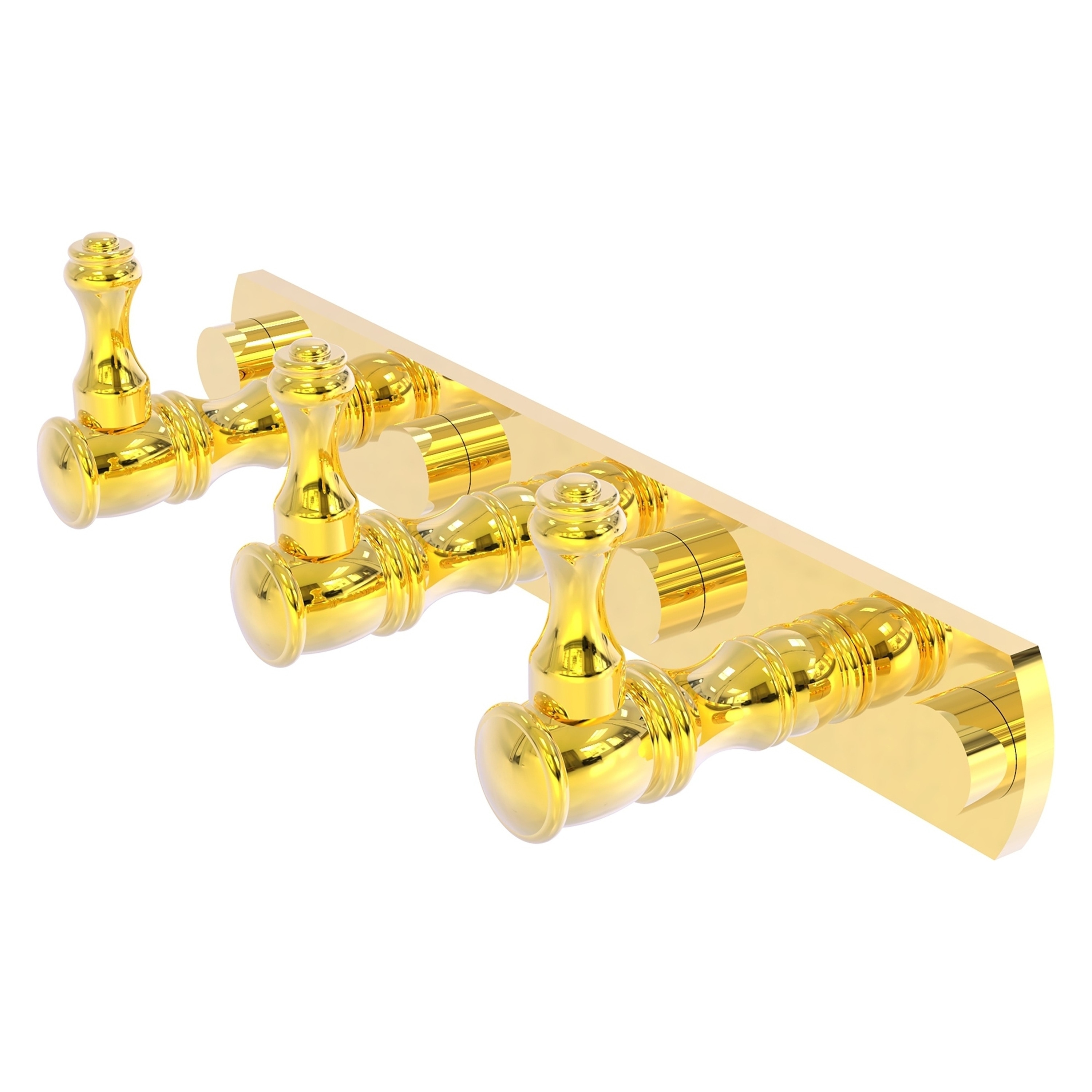 Gancho de Toalla de Pared Triple en Latón Pulido Carolina de Brass Allied CL-20-3-PB