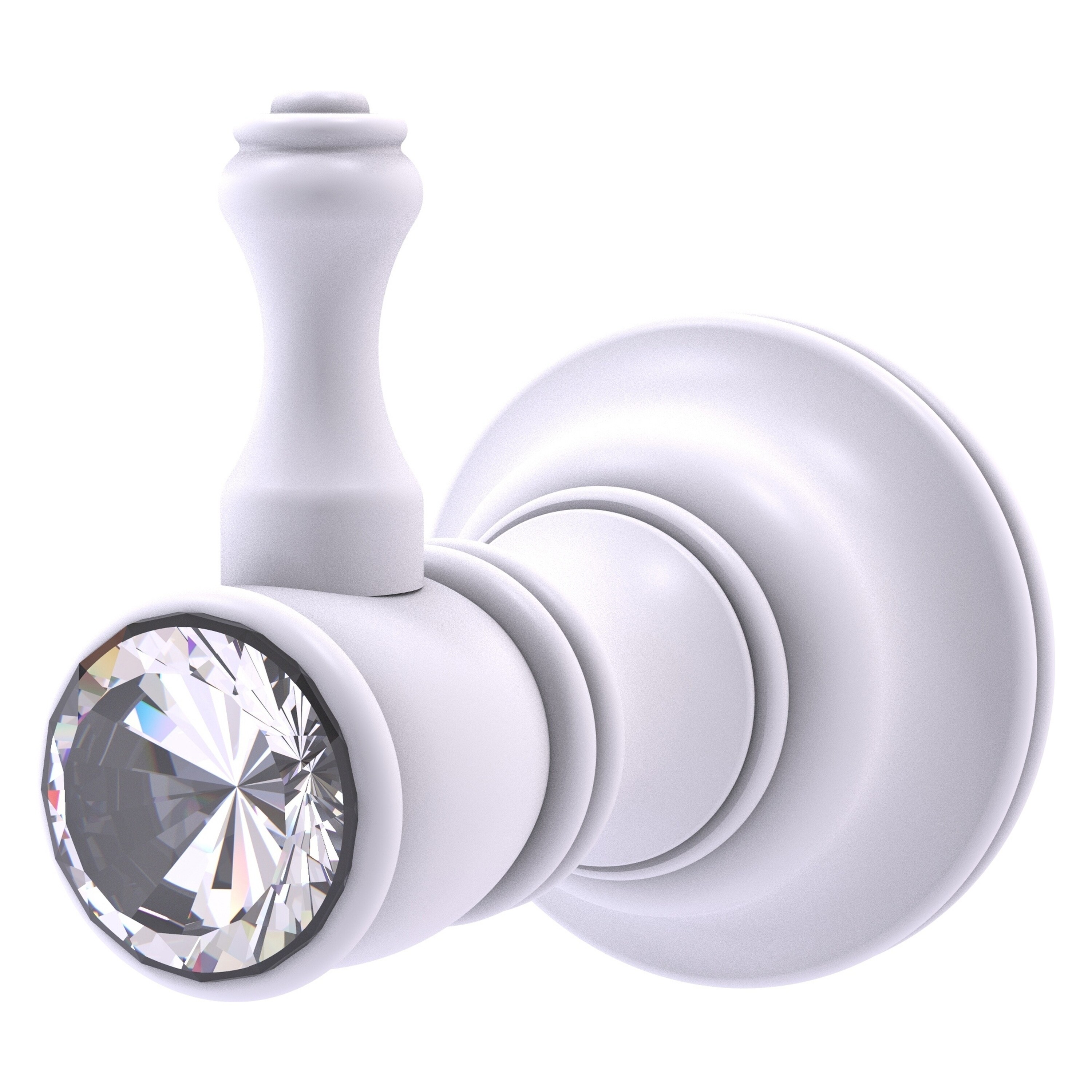 Gancho para Toallas de Pared de Único Gancho en Blanco Mate con Cristales Carolina - Montaje en Pared CC-20-WHM