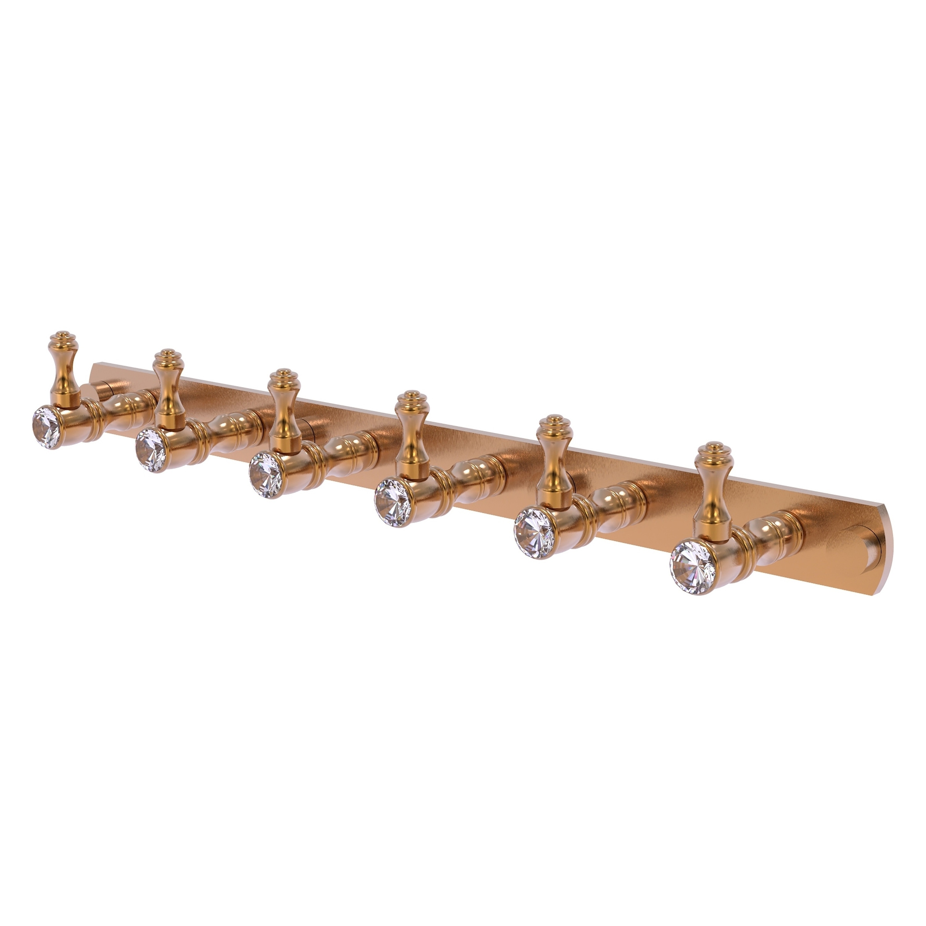 Gancho para toalla de montaje en pared con 6 ganchos en bronce cepillado con cristales Carolina Crystal