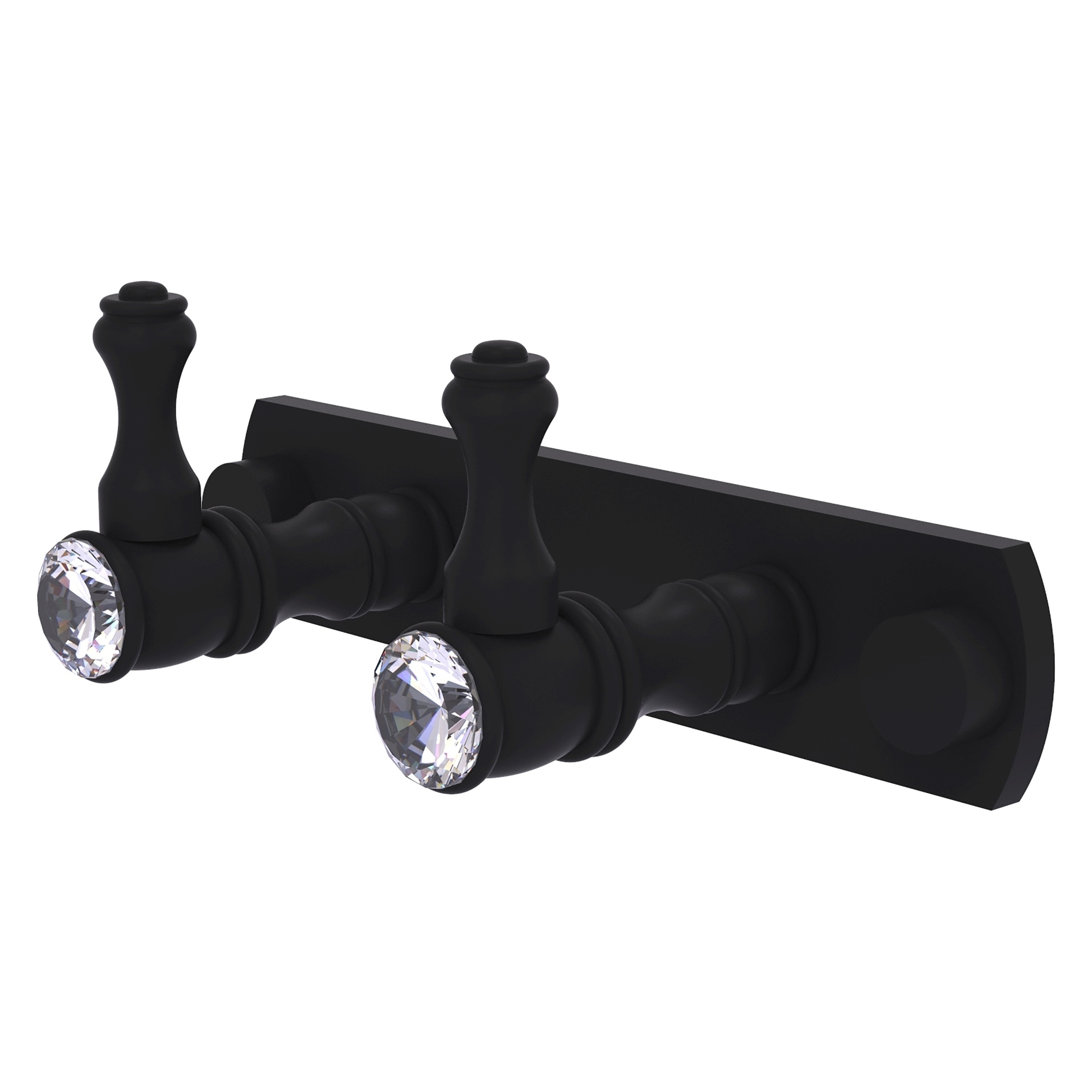Gancho de toalla de montaje en pared doble con acabado negro mate de cristal Carolina de Brass Allied CC-20-2-BKM.