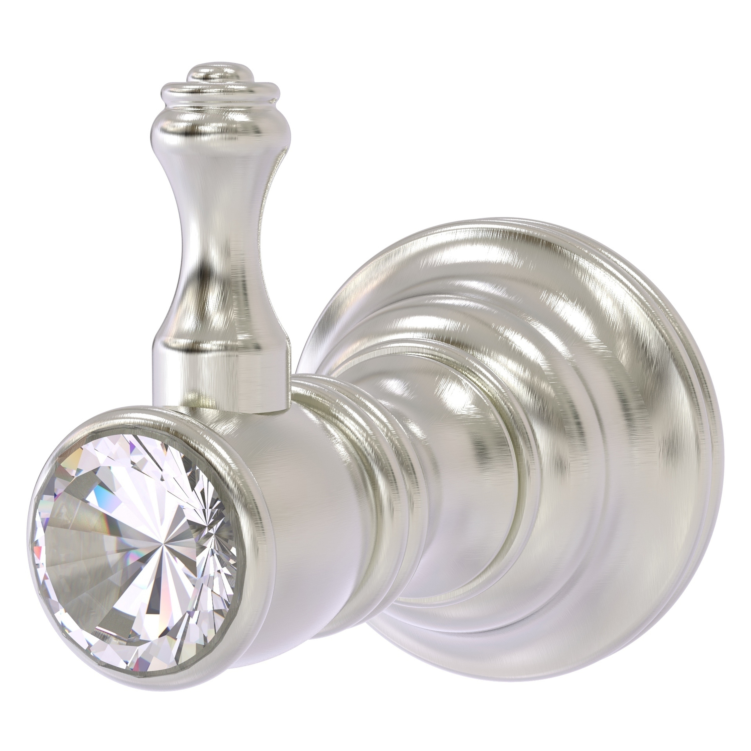 Gancho para toalla de montaje en pared de un solo enganche de níquel satinado con cristal Carolina Allied Brass CC-20-SN