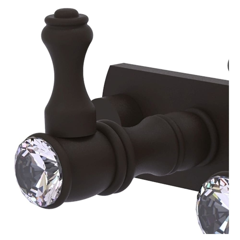 Colgador de toallas de pared con triple gancho en bronce aceitado con cristales Carolina