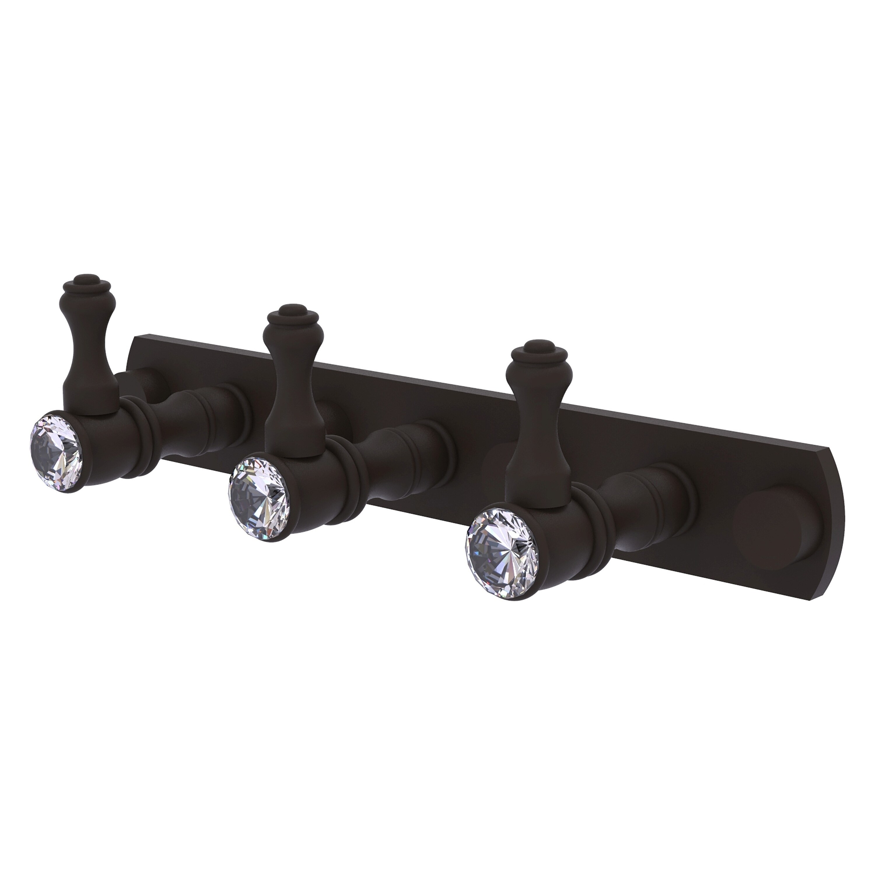 Colgador de toallas de pared con triple gancho en bronce aceitado con cristales Carolina