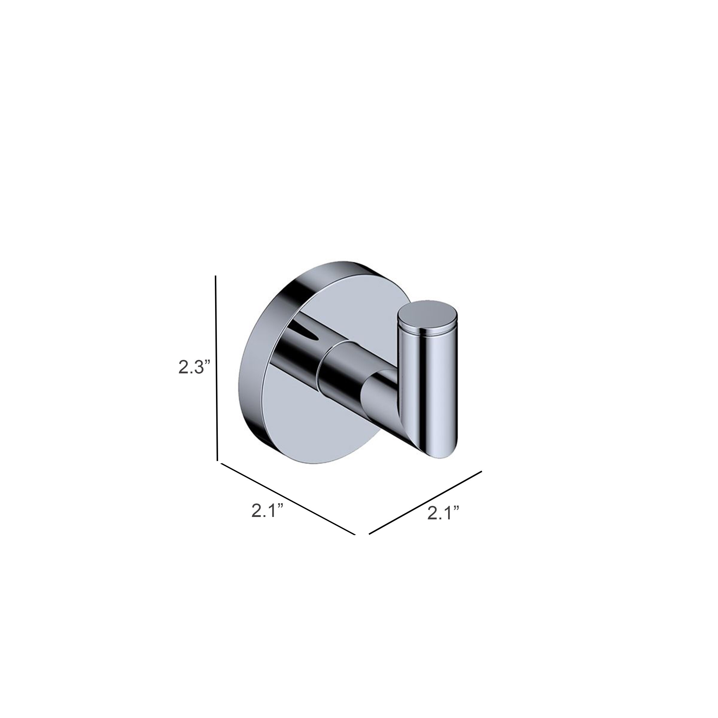 Gancho para toallas de pared individual en cromo pulido - WS Bath Collections PurauplicatedChrome Single -Hook Wall mount Towel Hook PURA WSBC 203208 CR