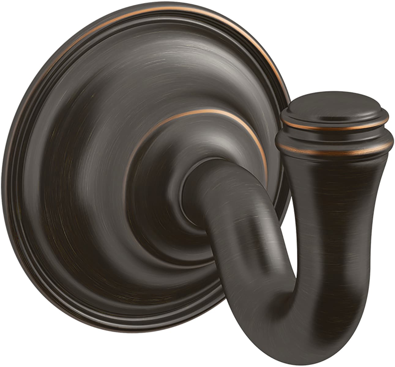 Gancho individual de pared para toallas en bronce frotado con aceite de estilo ecléctico de KOHLER K-26500-2BZ