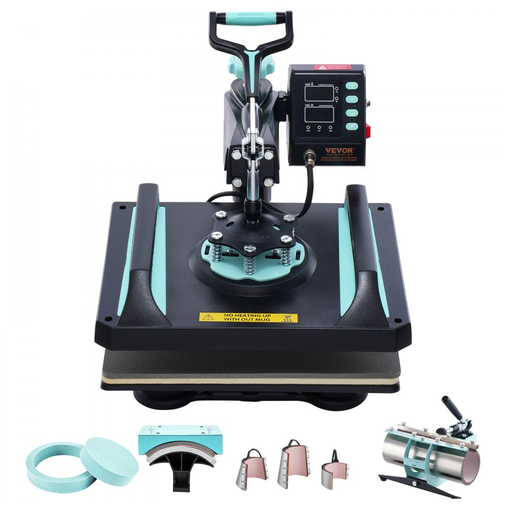 VEVOR 8 in 1 Heat Press Machine 12x15 in 30oz Tumbler Press T-Shirts Black+Green - YTS30OZ121581HK7CV1