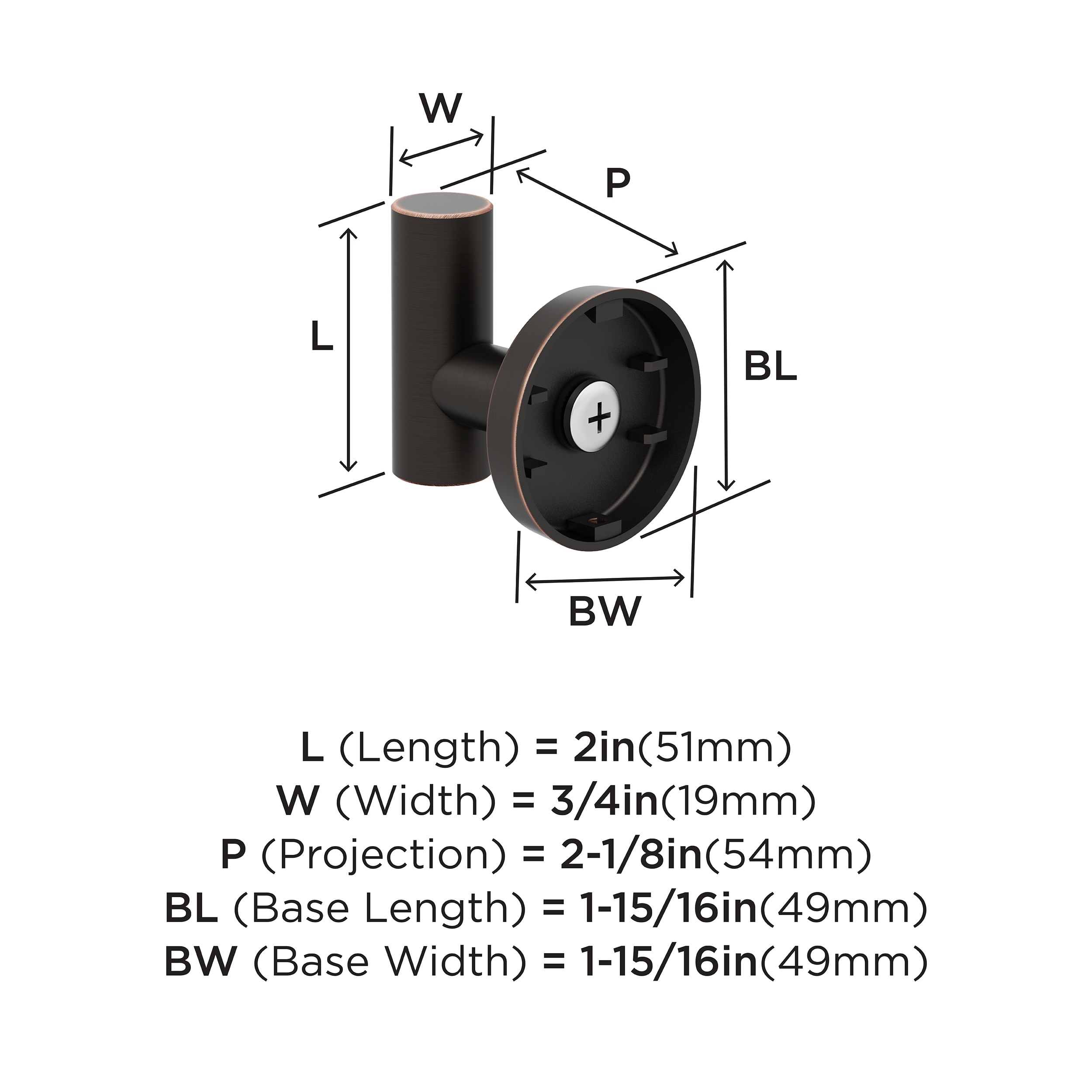 Colgador de Toallas de Pared de Bronce Aceitado Amerock Arrondi de un Solo Gancho BH26542ORB