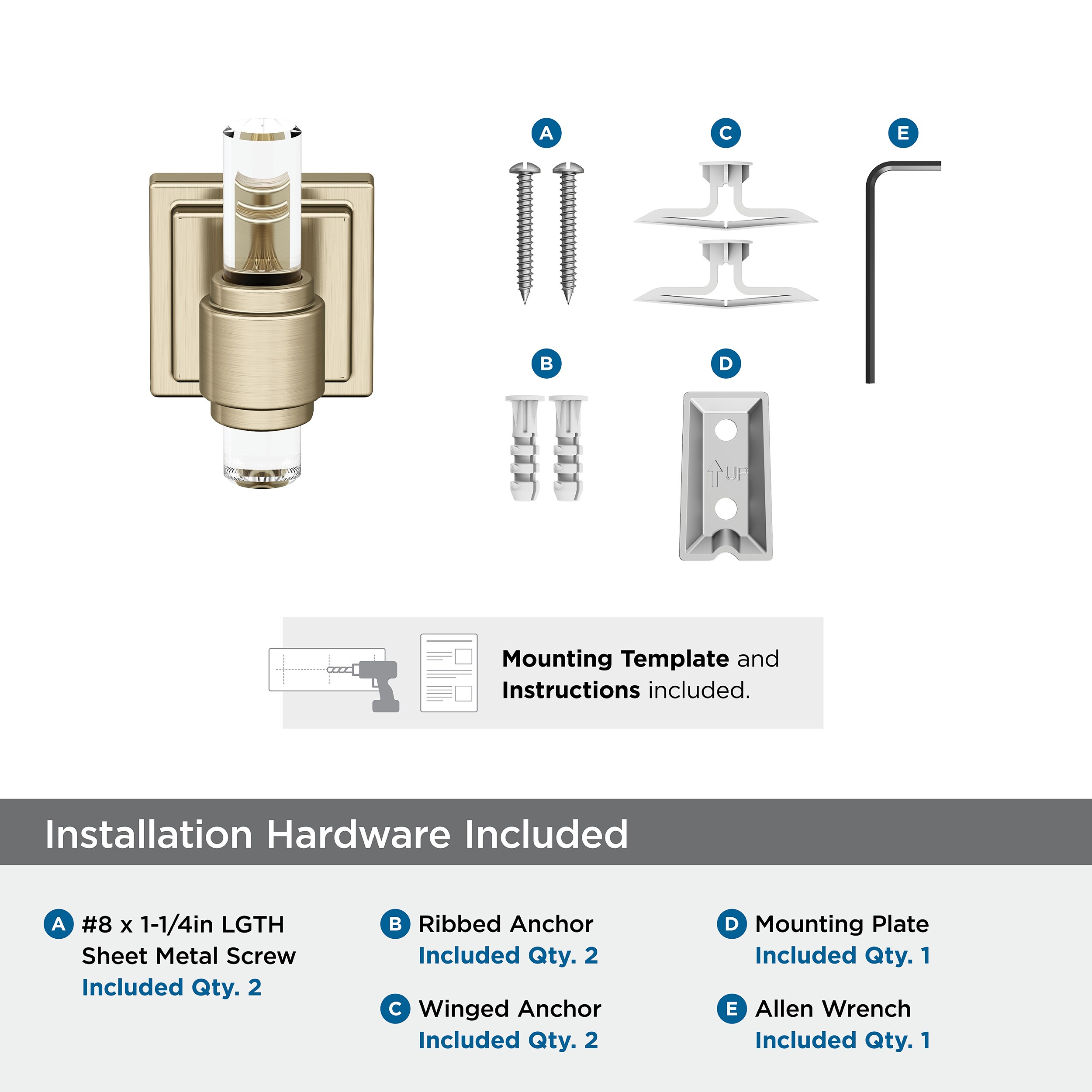 Percha Montada en Pared de Baño con un Solo Gancho Claro/Dorado Champagne Glacio de Amerock BH36060CBBZ