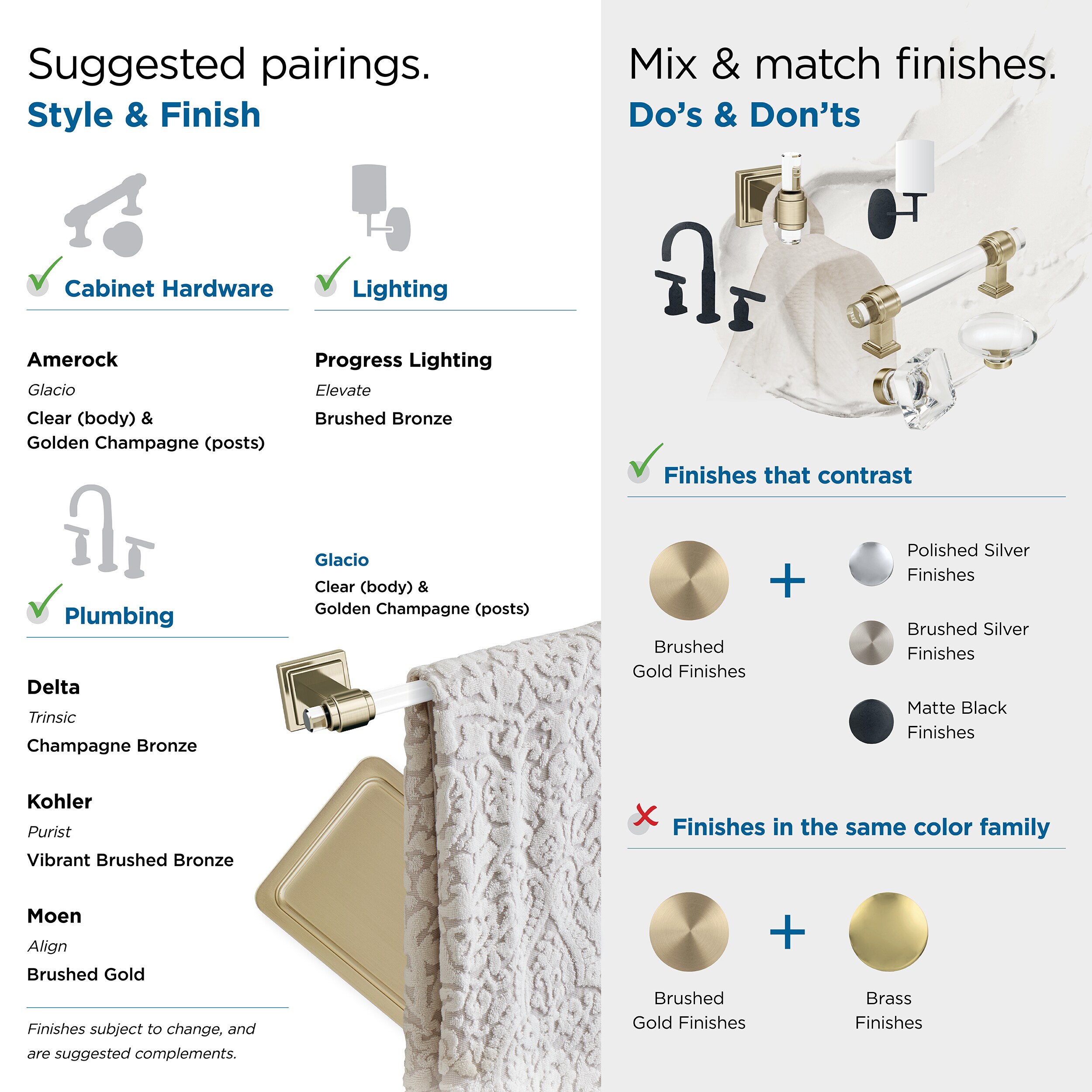 Percha Montada en Pared de Baño con un Solo Gancho Claro/Dorado Champagne Glacio de Amerock BH36060CBBZ