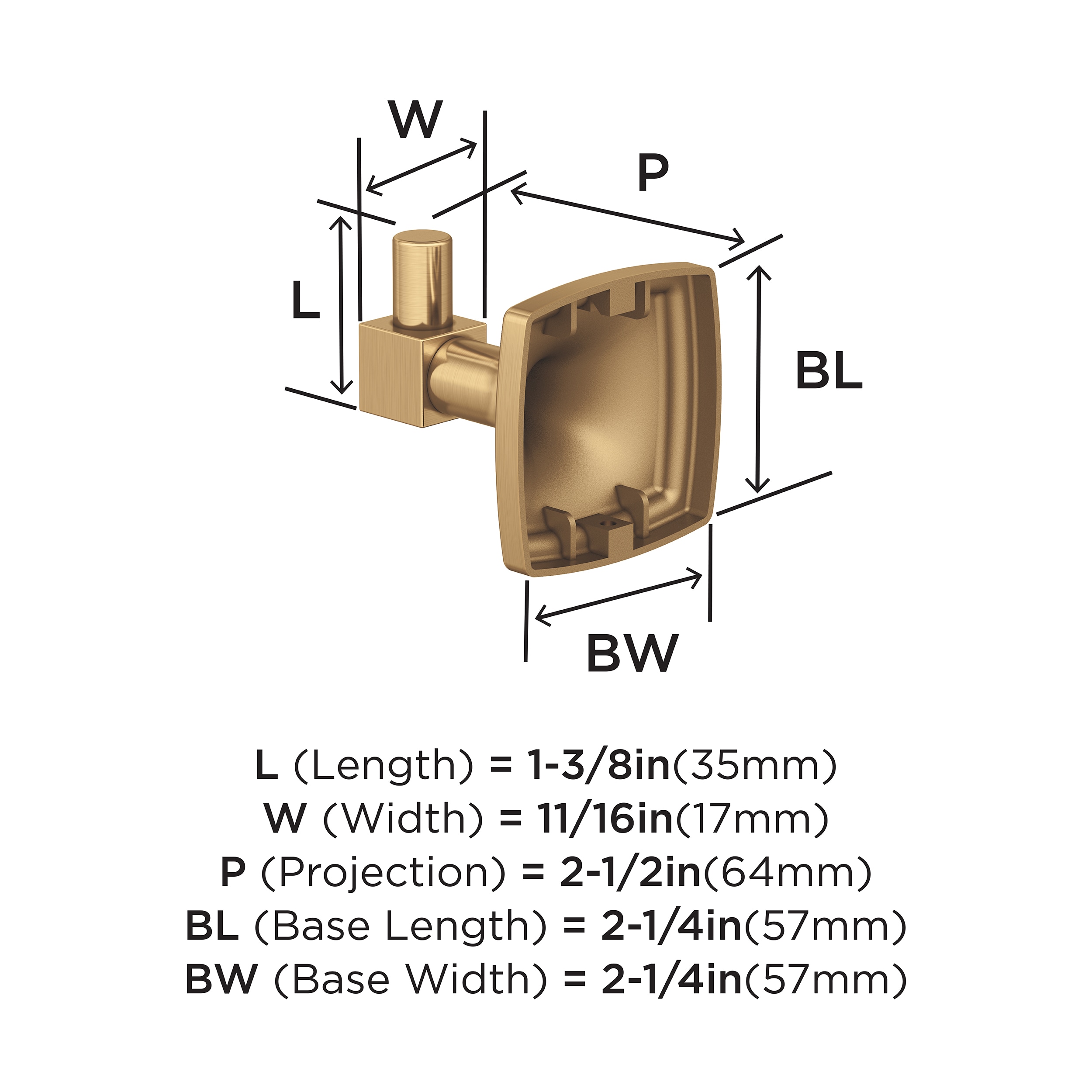 Percha para toalla de montaje en pared de un solo gancho en bronce champagne de la gama Stature de Amerock BH36090CZ