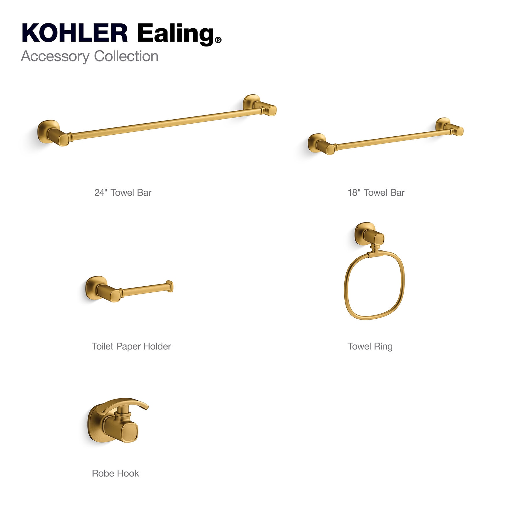 Colgador de toallas de montaje en pared de latón brillante moderno KOHLER Ealing