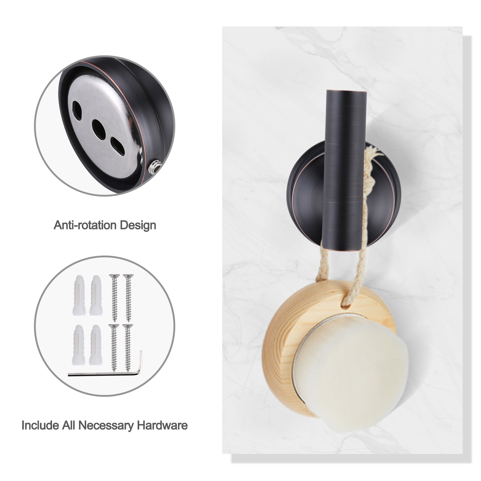 Gancho Doble para Toalla de Montaje en Pared en Aceite Bronce Frotado con Aceite WOWOW