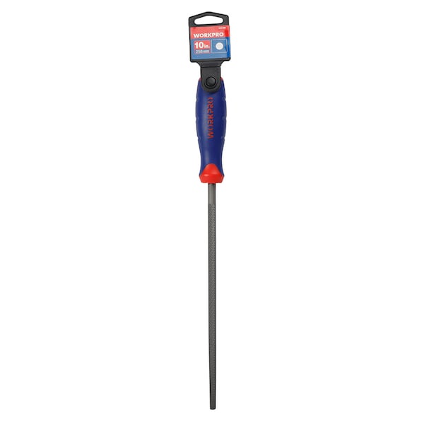 Prime-Line WORKPRO W051006 Round File, 10-in., High Carbon Hardened Steel w/Rubber Grip Single Pack - W051006
