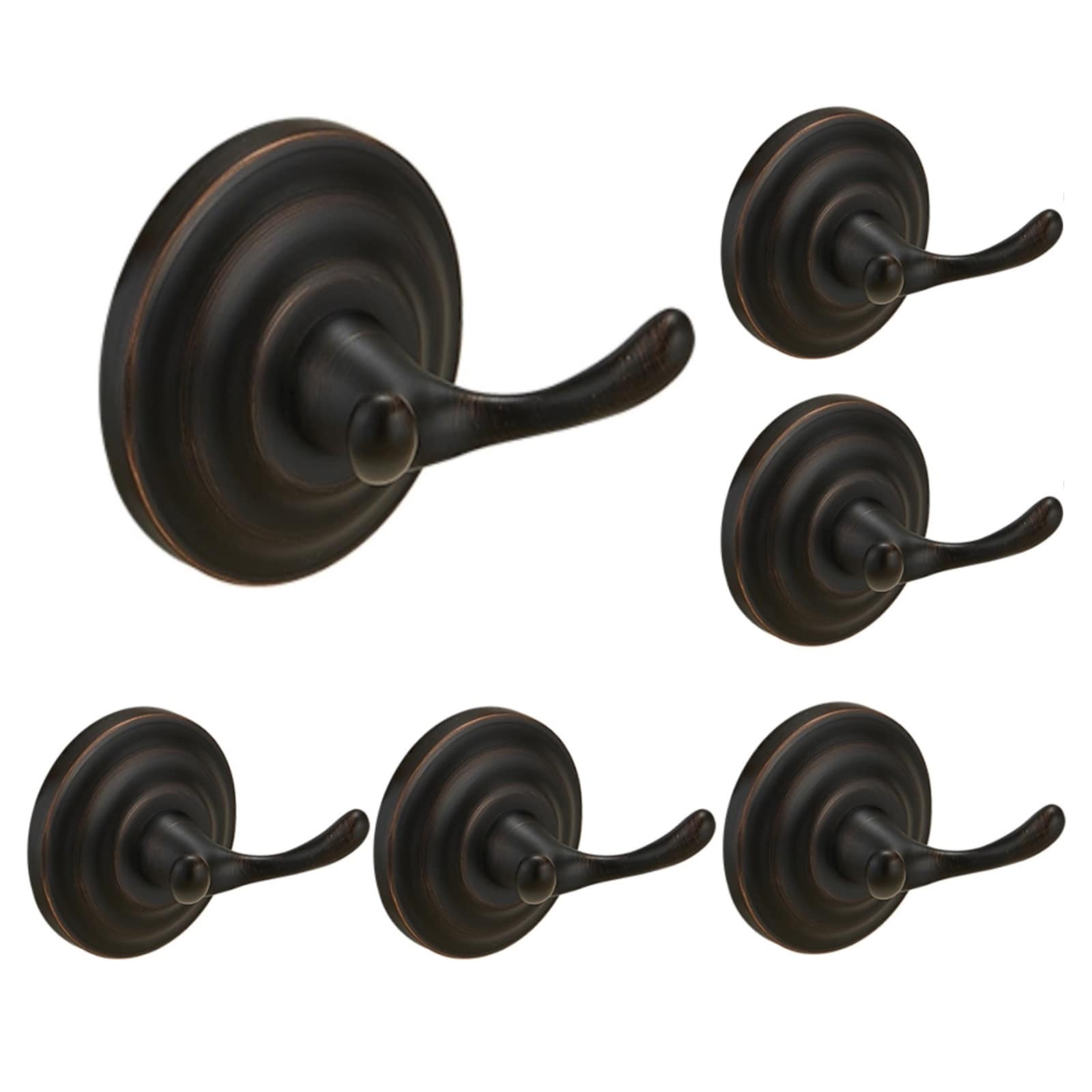 Gancho de Toalla de Montaje en Pared de Bronce Aceitado con 6 Ganchos TH001-6-ORB