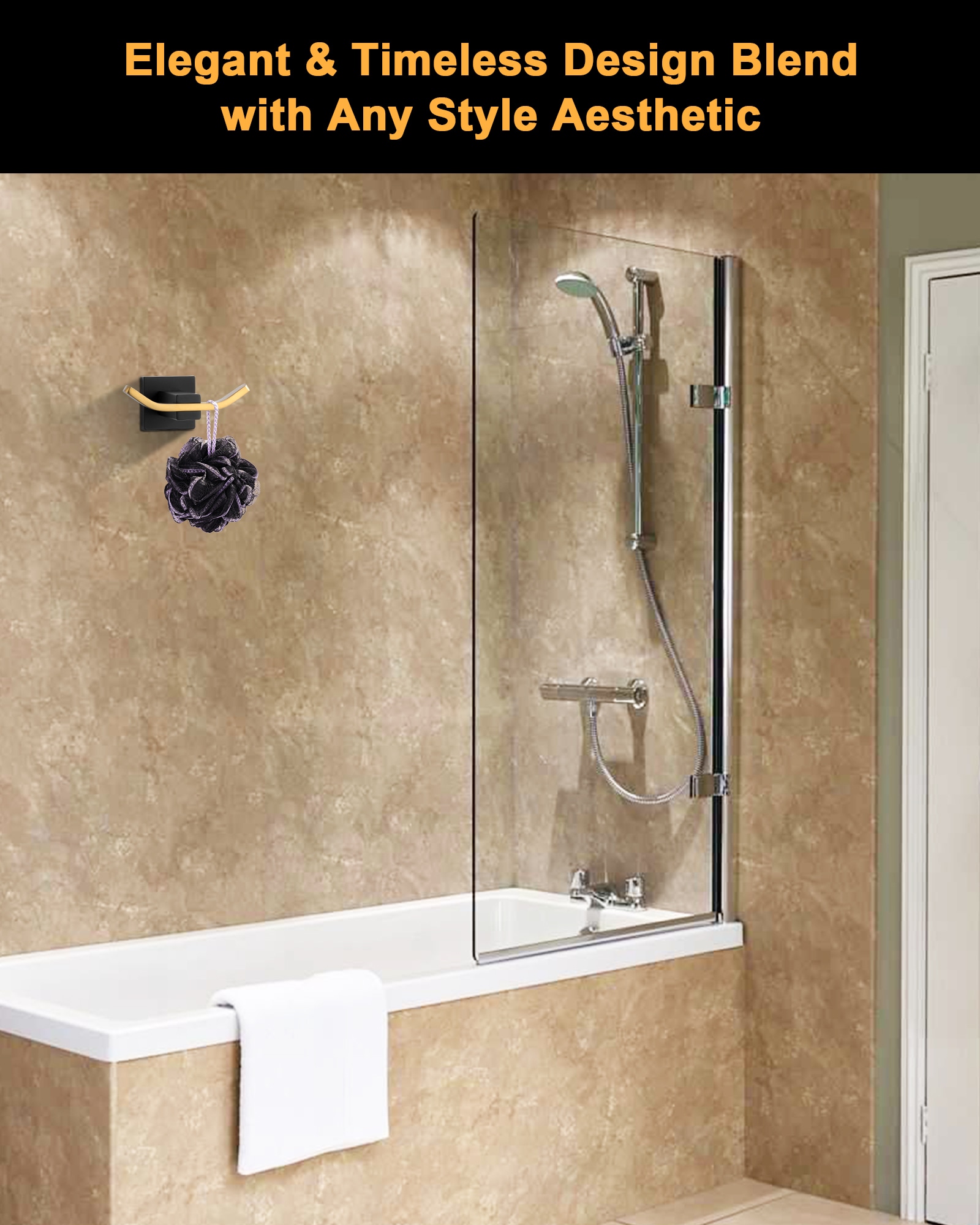Percha para toallas de montaje en pared en negro y dorado - WOWOW Gancho individual
