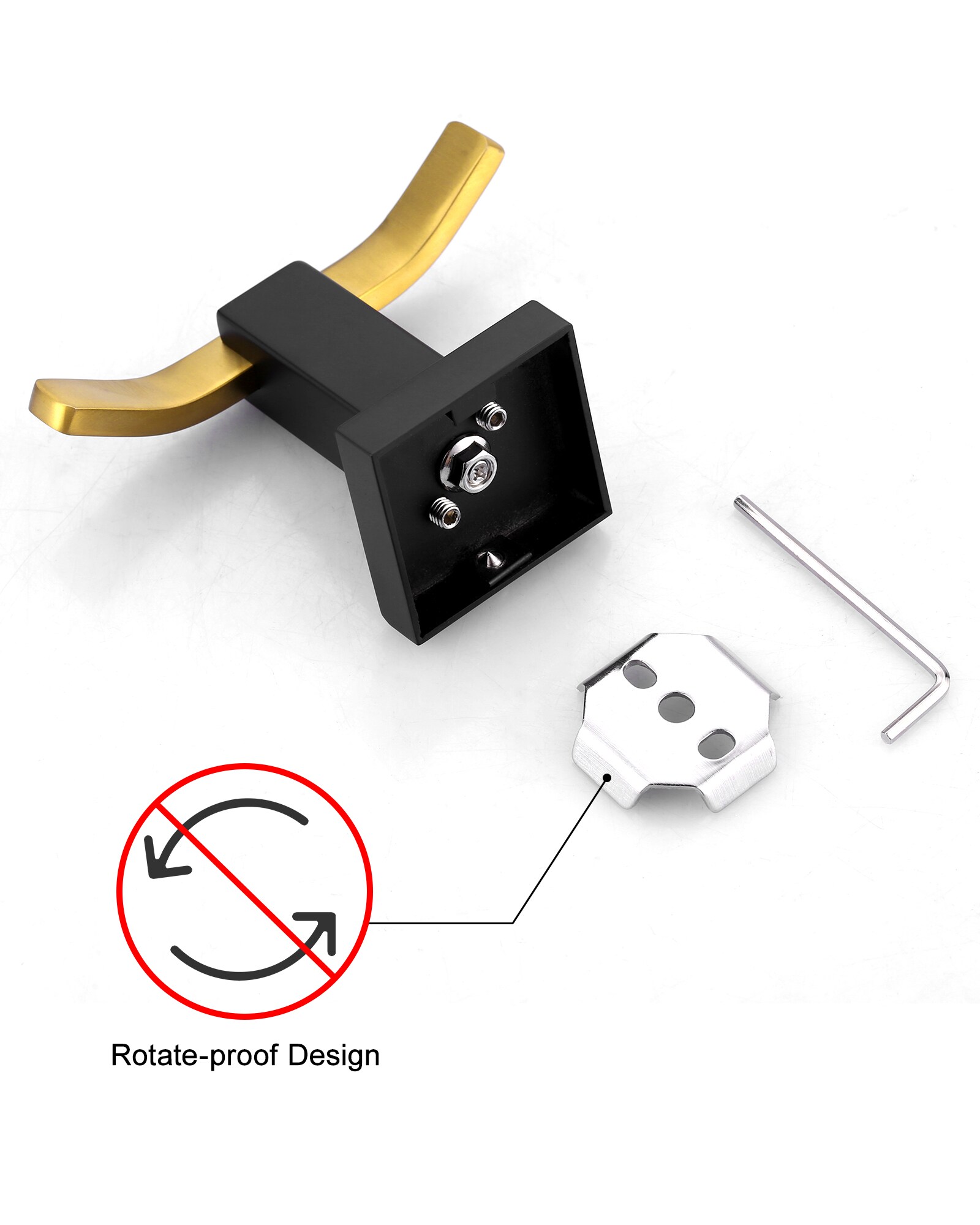 Percha para toallas de montaje en pared en negro y dorado - WOWOW Gancho individual