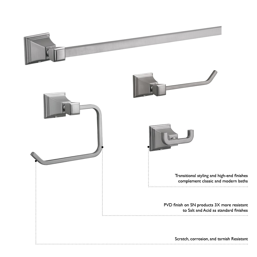 Percha de baño de pared en acabado satinado níquel con doble gancho - Design House Torino 560433