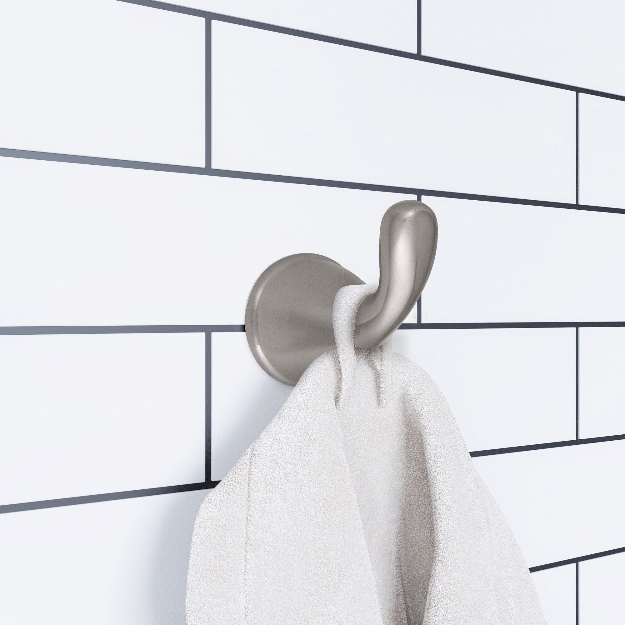 Colgador de toallas de pared de níquel cepillado Design House Ames con un solo gancho