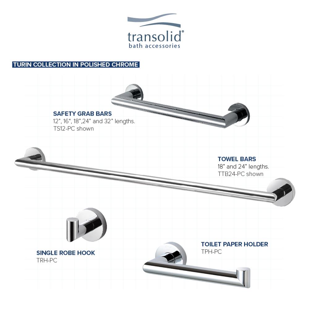 Perchero de Toalla de Pared Transolid Turín Cromo Pulido con Gancho Individual