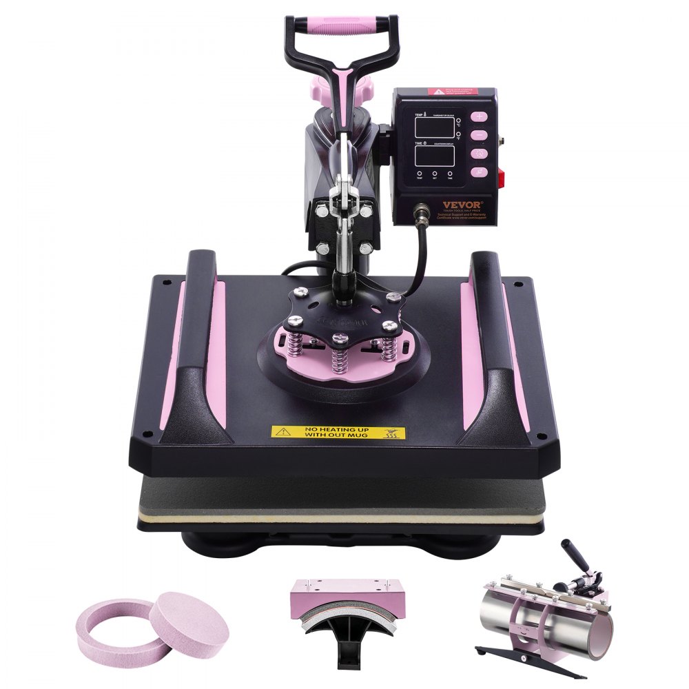 VEVOR 5 in 1 Heat Press Machine 12x15 in 30oz Tumbler Press T-Shirts Black+Pink - YTS30OZ1215516GJWV1