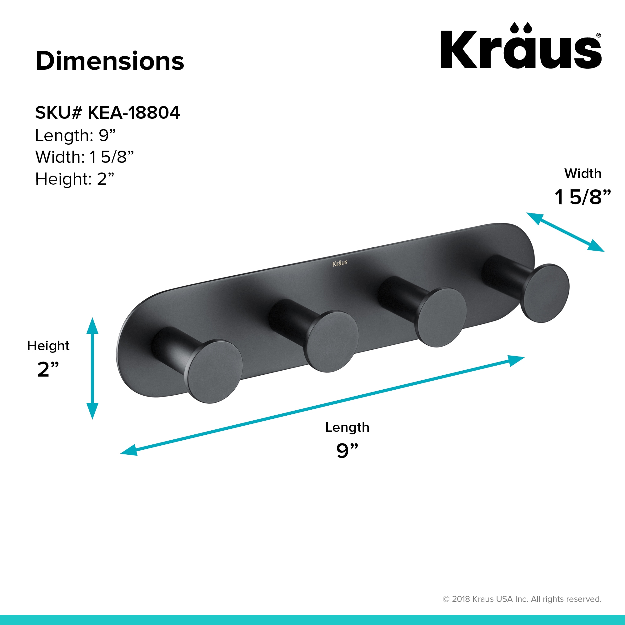 Percha de pared con 4 ganchos en acabado negro mate Elie de Kraus