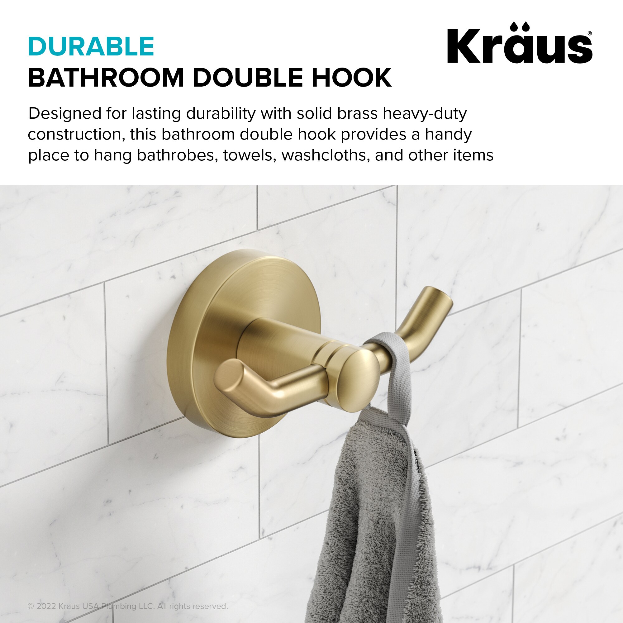 Percha doble de pared en color oro cepillado Kraus Elie KEA-18802BG