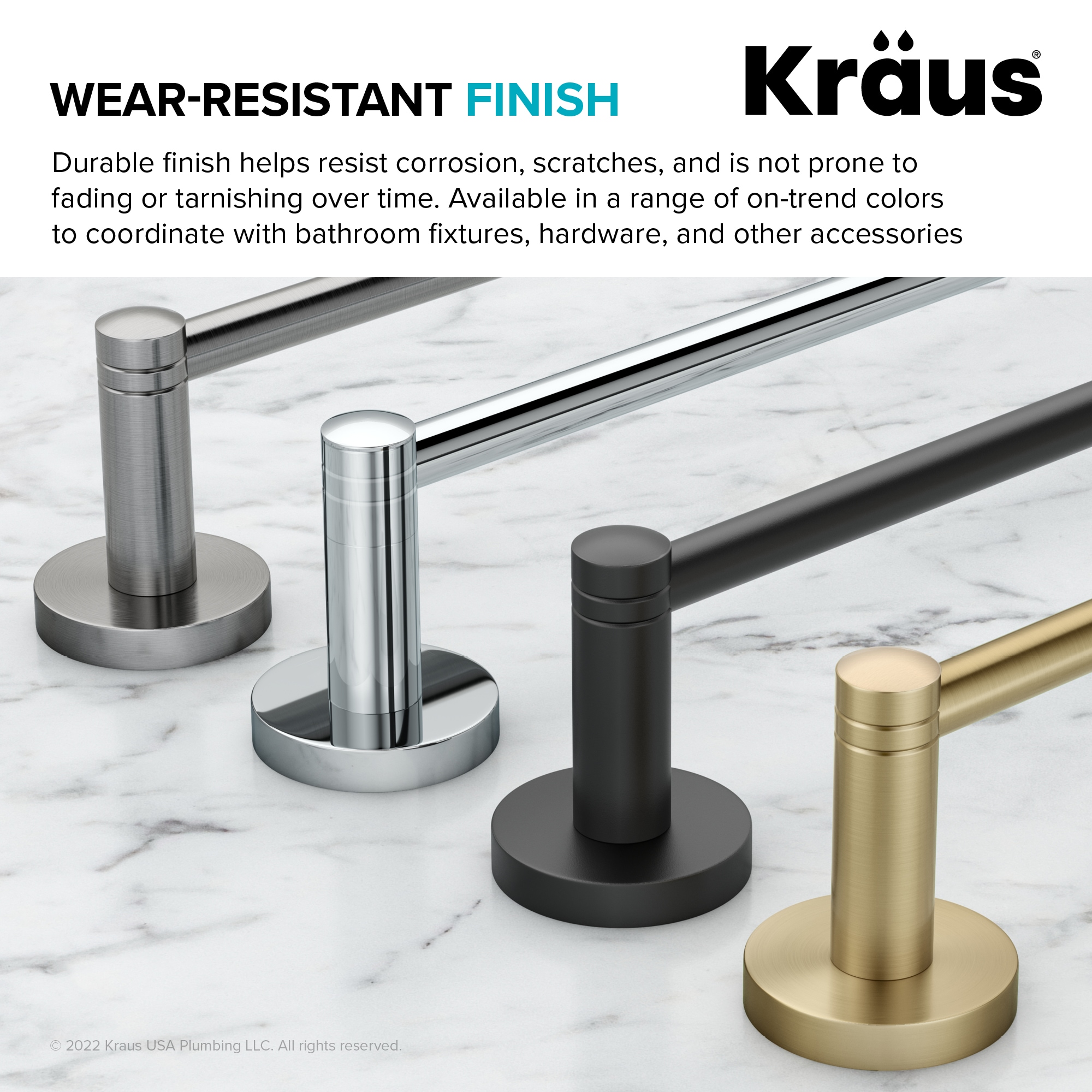 Percha doble de pared en color oro cepillado Kraus Elie KEA-18802BG