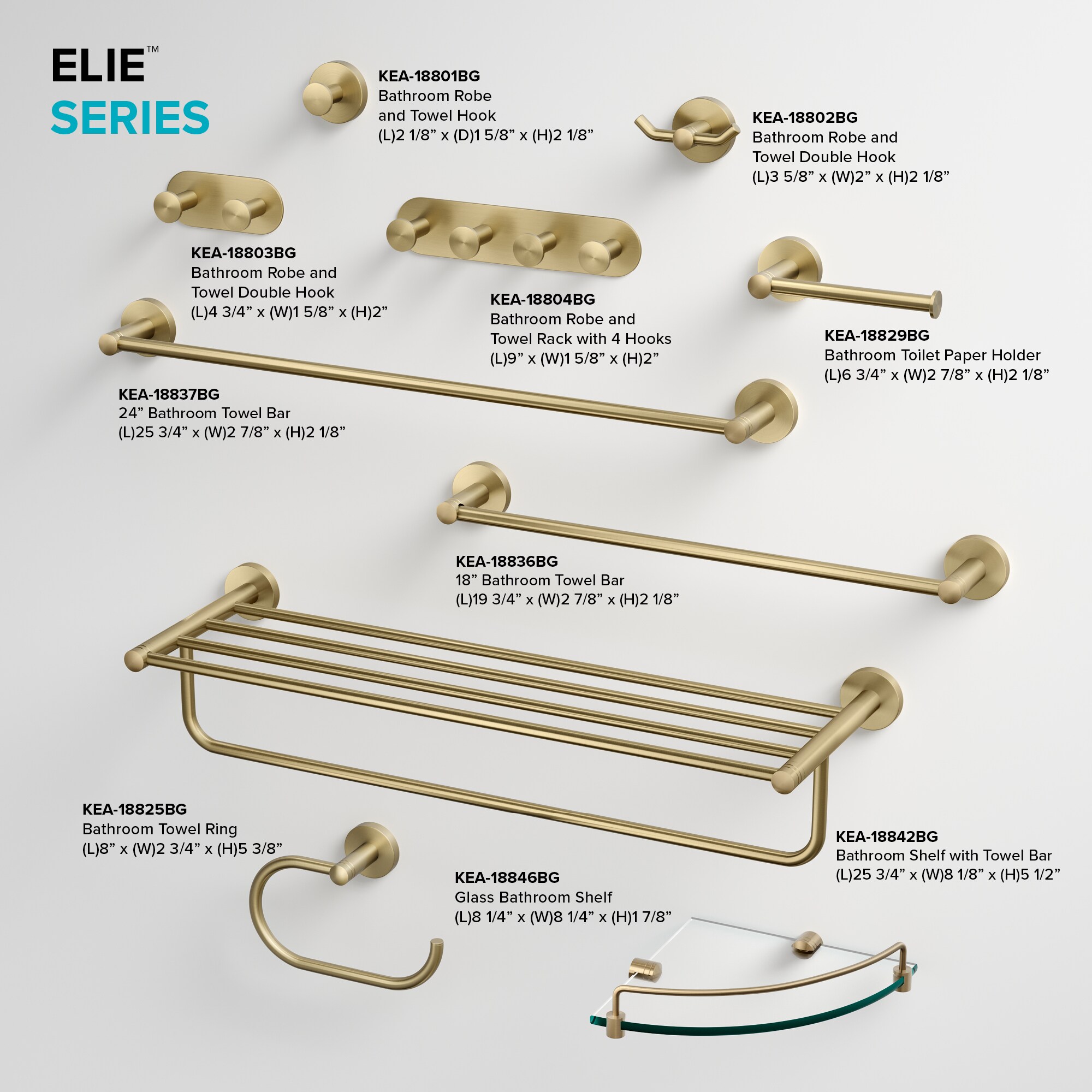 Percha doble de pared en color oro cepillado Kraus Elie KEA-18802BG