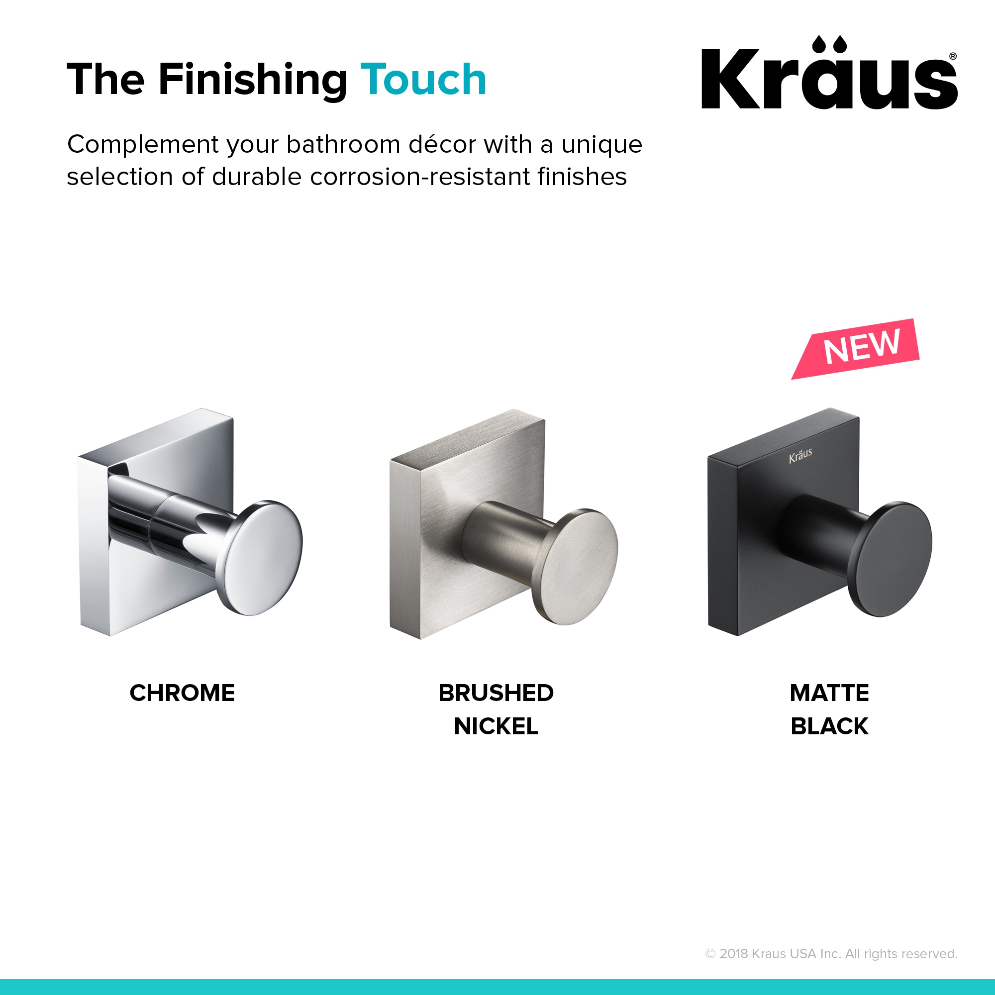 Percha para toalla de pared Kraus Ventus en níquel cepillado de un solo gancho