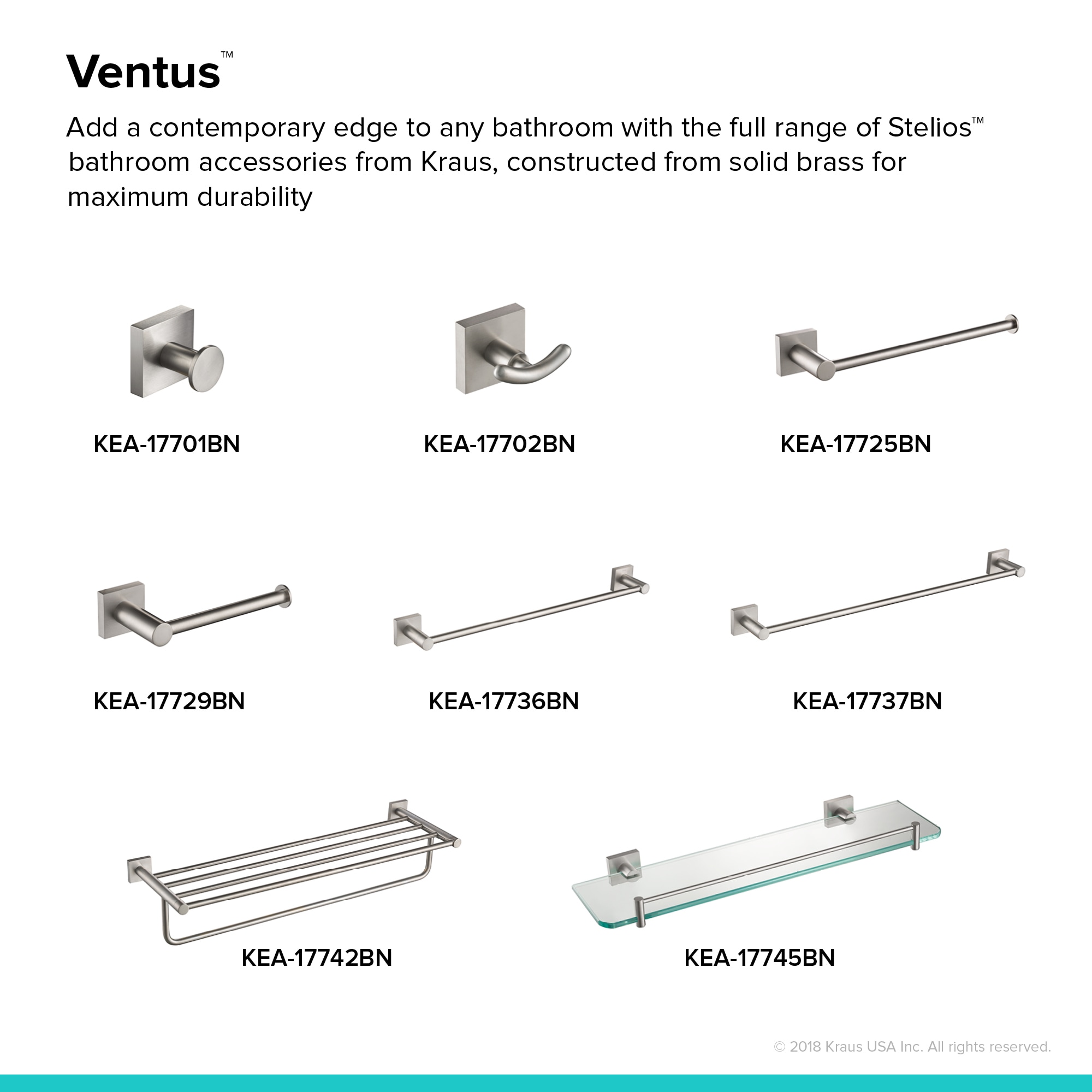 Percha para toalla de pared Kraus Ventus en níquel cepillado de un solo gancho