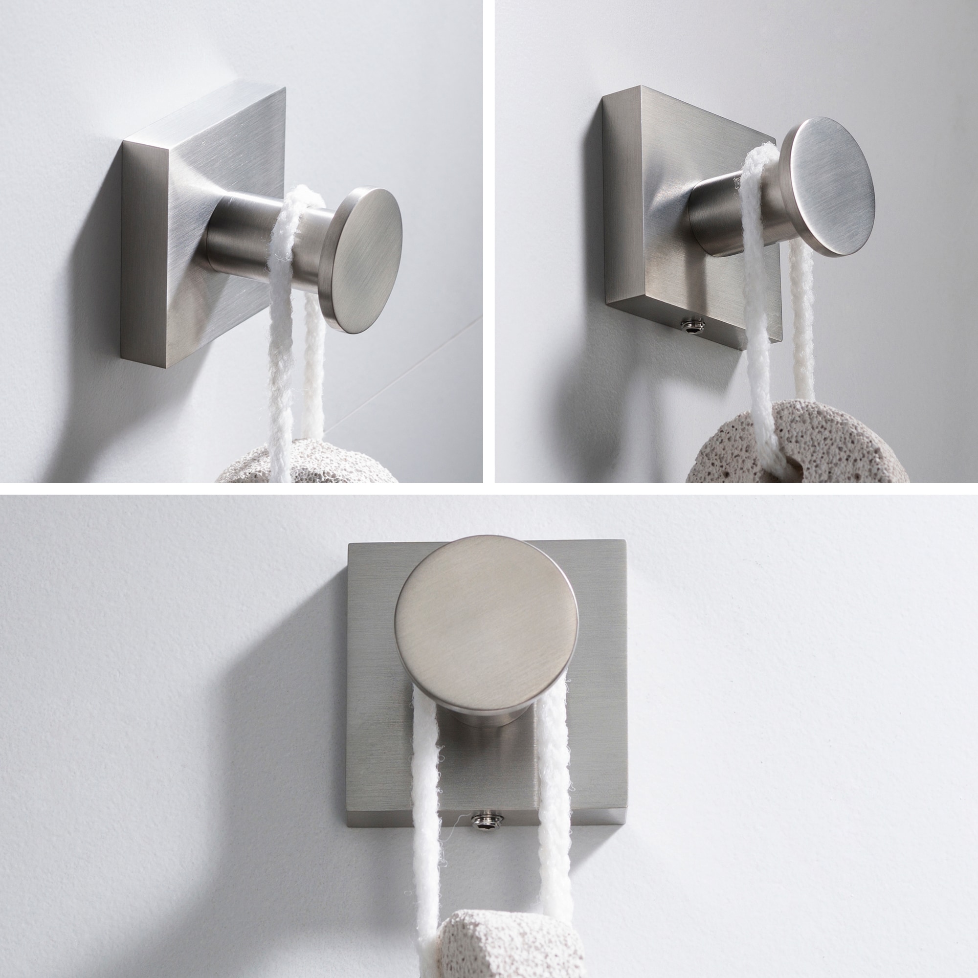 Percha para toalla de pared Kraus Ventus en níquel cepillado de un solo gancho