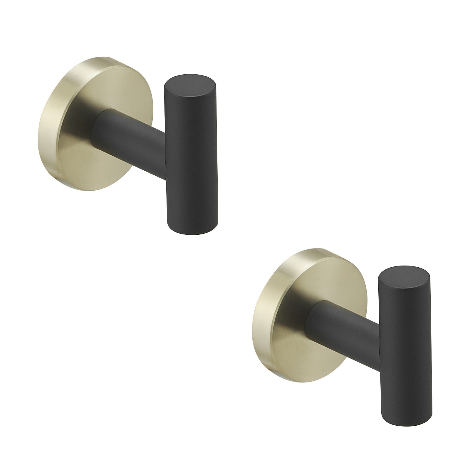 Gancho de Toalla de Pared con Doble Gancho Negro y Dorado