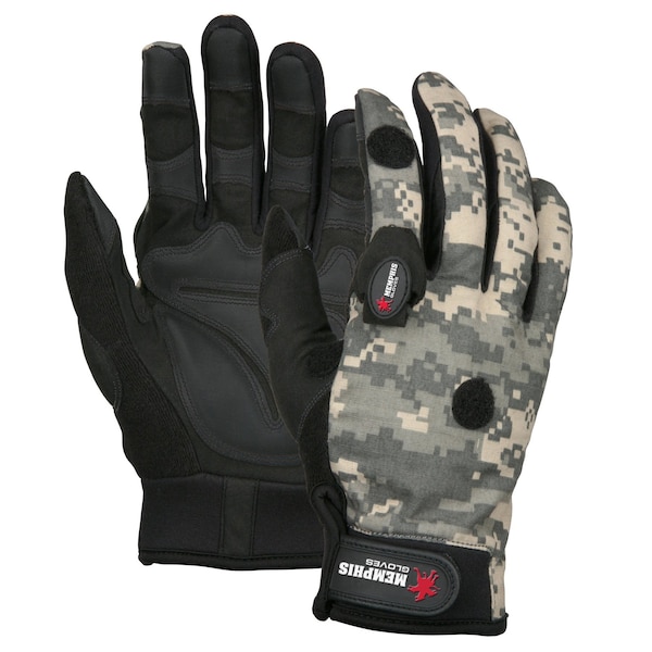 Guantes de Seguridad Mcr, Multitarea con Palma Negra Camuflaje con Luces XL - 924WWXL