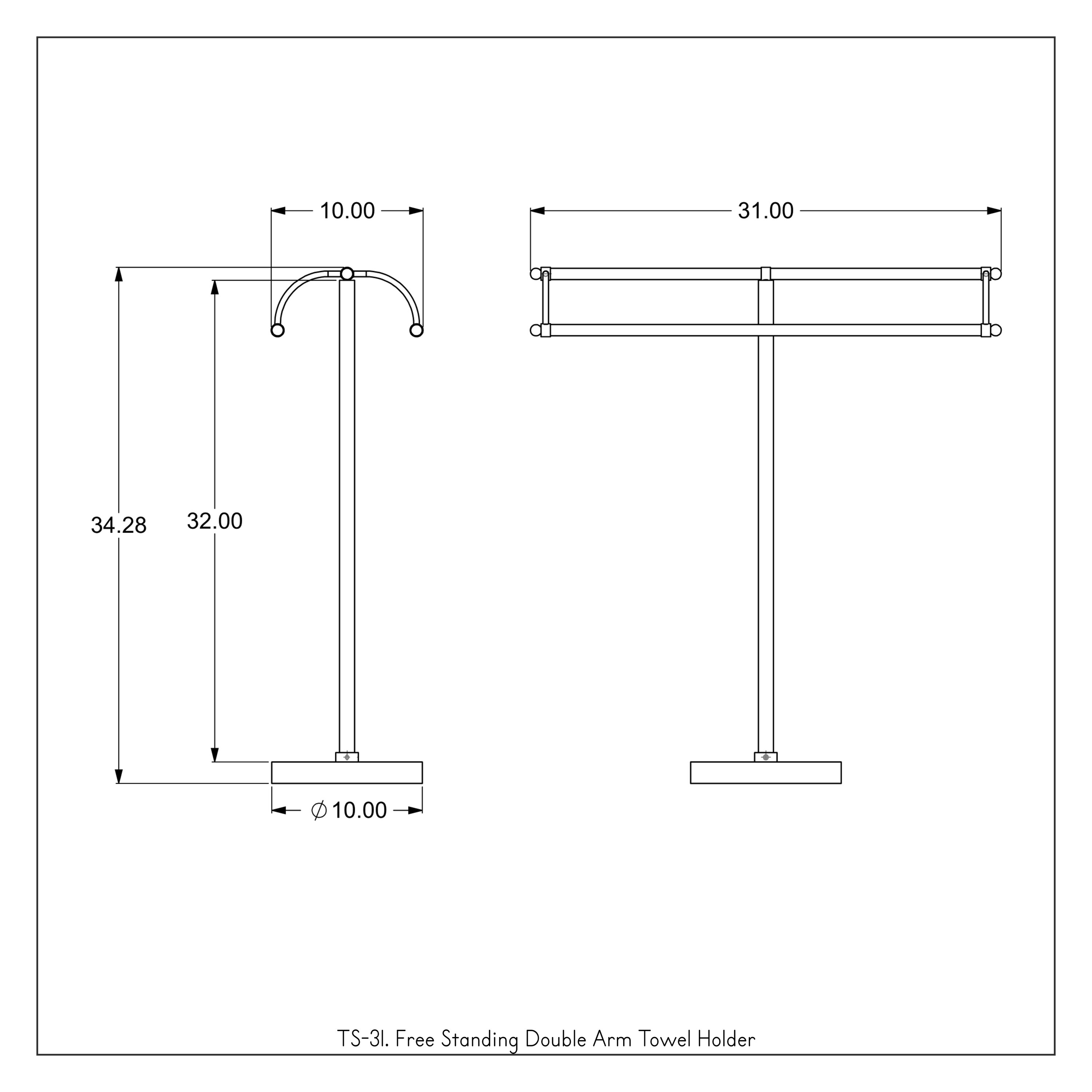 Perchero para Toallas de Pie en Cromo Satinado de 31 pulgadas x 37.3 pulgadas x 10 pulgadas TS-31-SCH