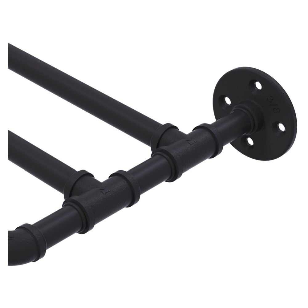 Tendedero de Toallas de Montaje en Pared de Color Negro Mate Pipeline de Latón Aliado 10.8 Pulgadas x 24 Pulgadas x 9 Pulgadas P-230-24-TS-BKM.