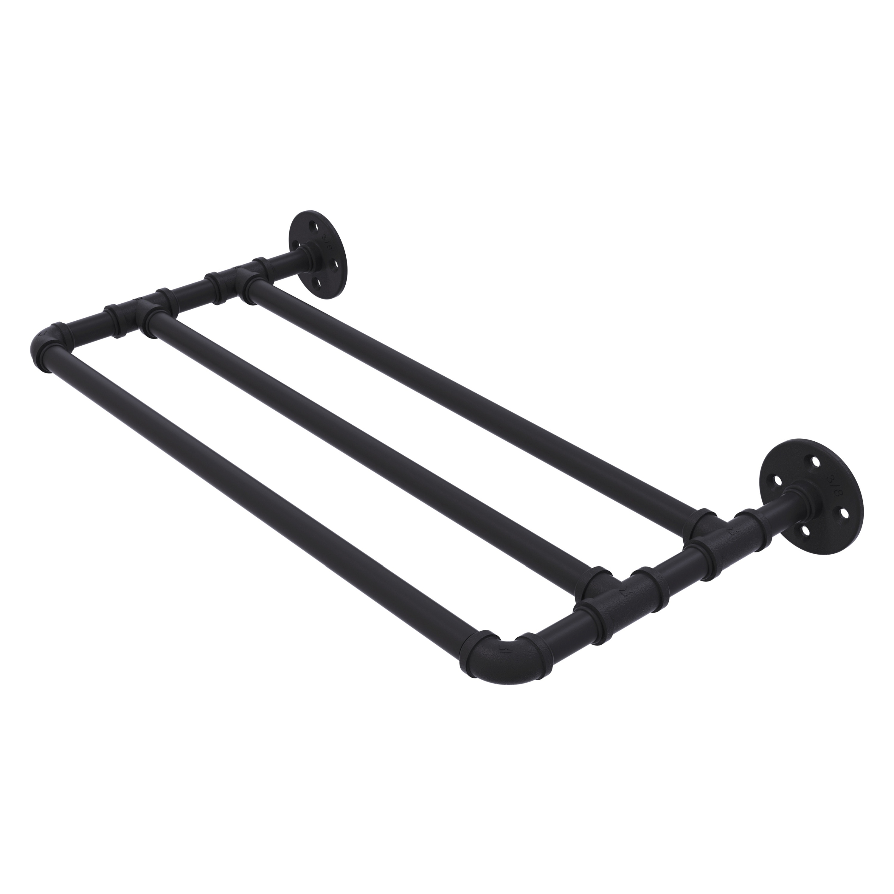Soporte de Toalla de Pared en Negro Mate de la Línea de Tuberías de Latón Aliado de 10.8 Pulgadas x 18 Pulgadas x 3 Pulgadas