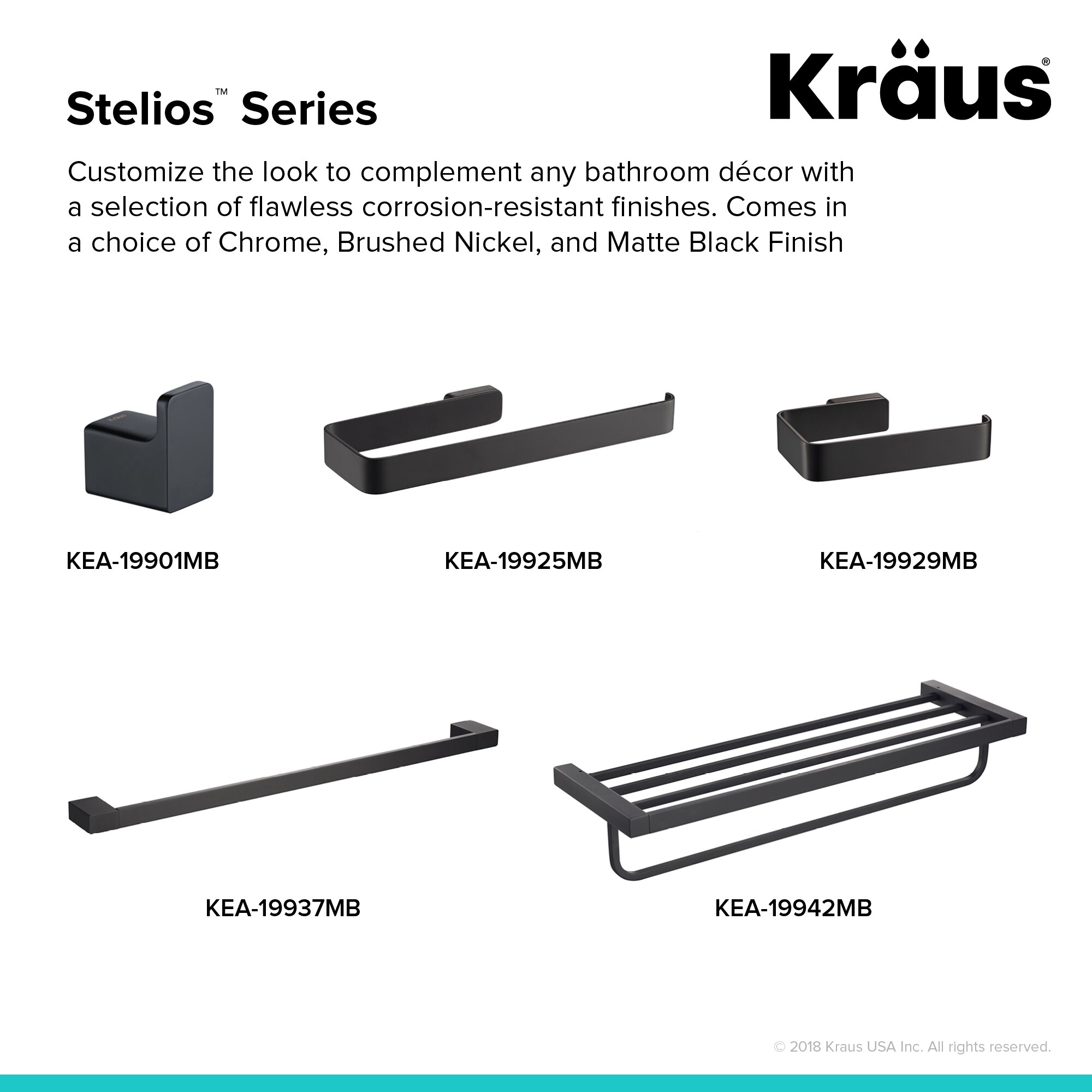 Toallero de Pared Negro Mate Kraus Stelios 8 Pulgadas x 25.125 Pulgadas x 8 Pulgadas KEA-19942MB