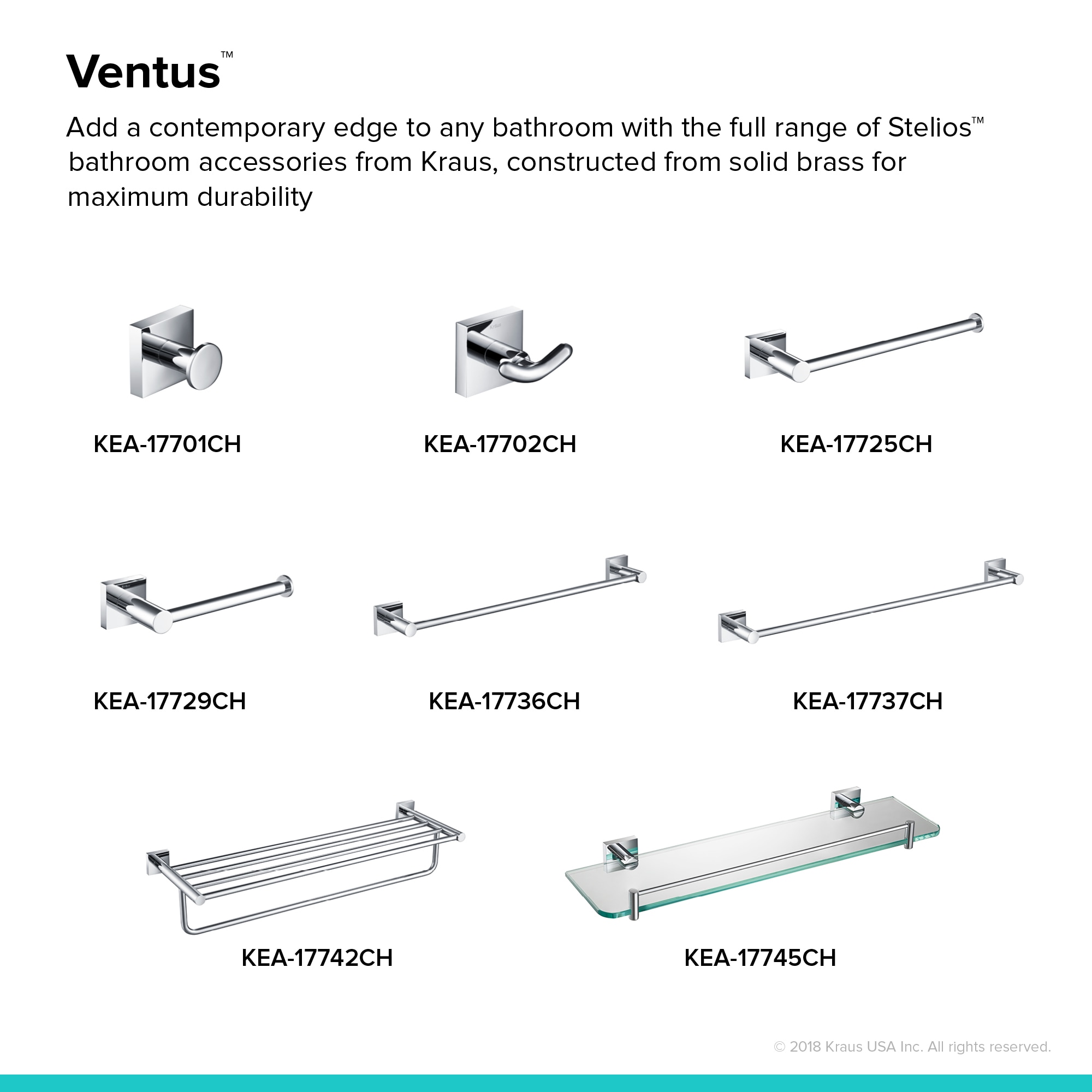 Toallero de Pared Kraus Ventus en Cromo 2.375 pulgadas x 25.75 pulgadas x 2.375 pulgadas KEA-17742CH