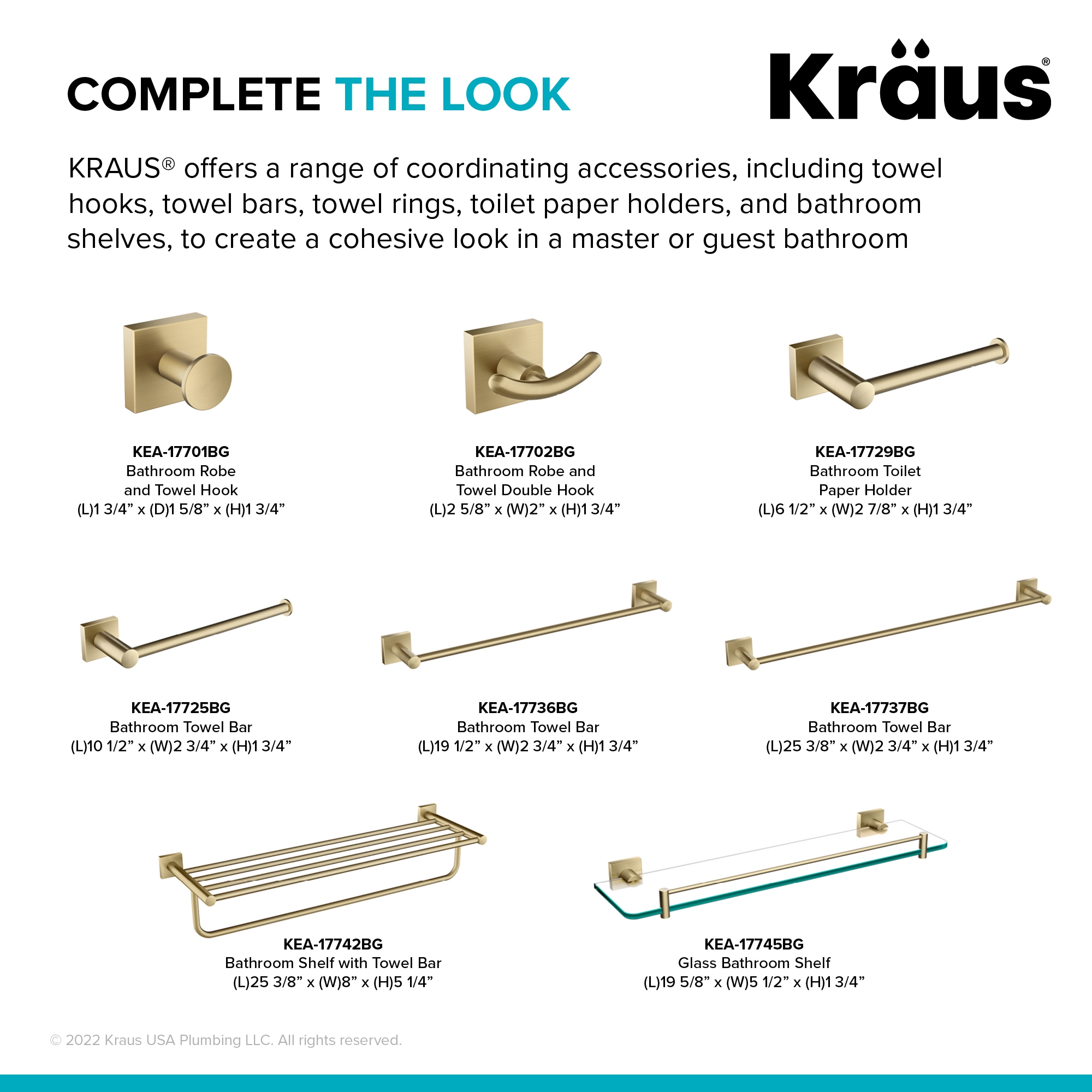 Toallero de Pared en Oro Cepillado Kraus Ventus 8 Pulgadas x 25.38 Pulgadas x 8 Pulgadas