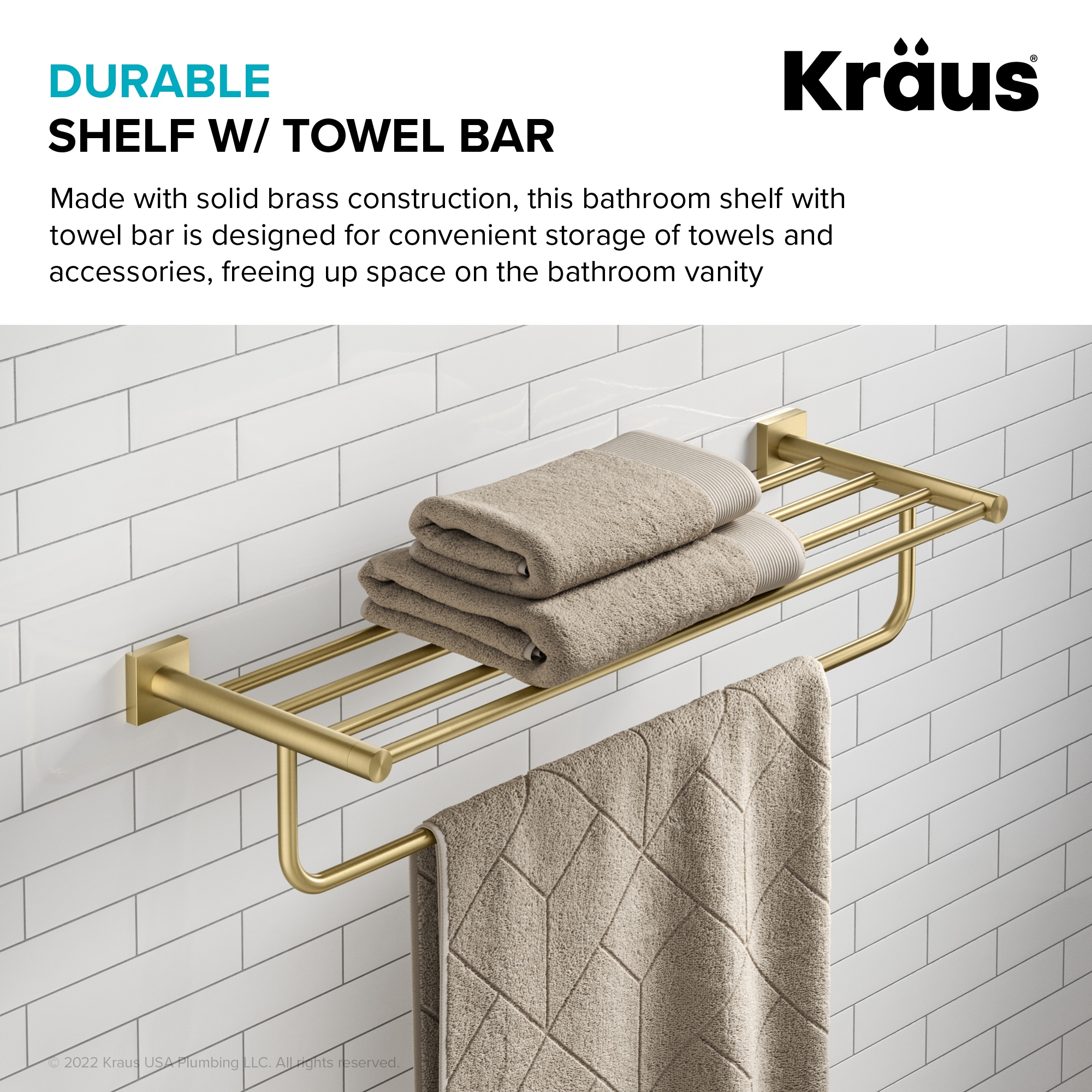 Toallero de Pared en Oro Cepillado Kraus Ventus 8 Pulgadas x 25.38 Pulgadas x 8 Pulgadas